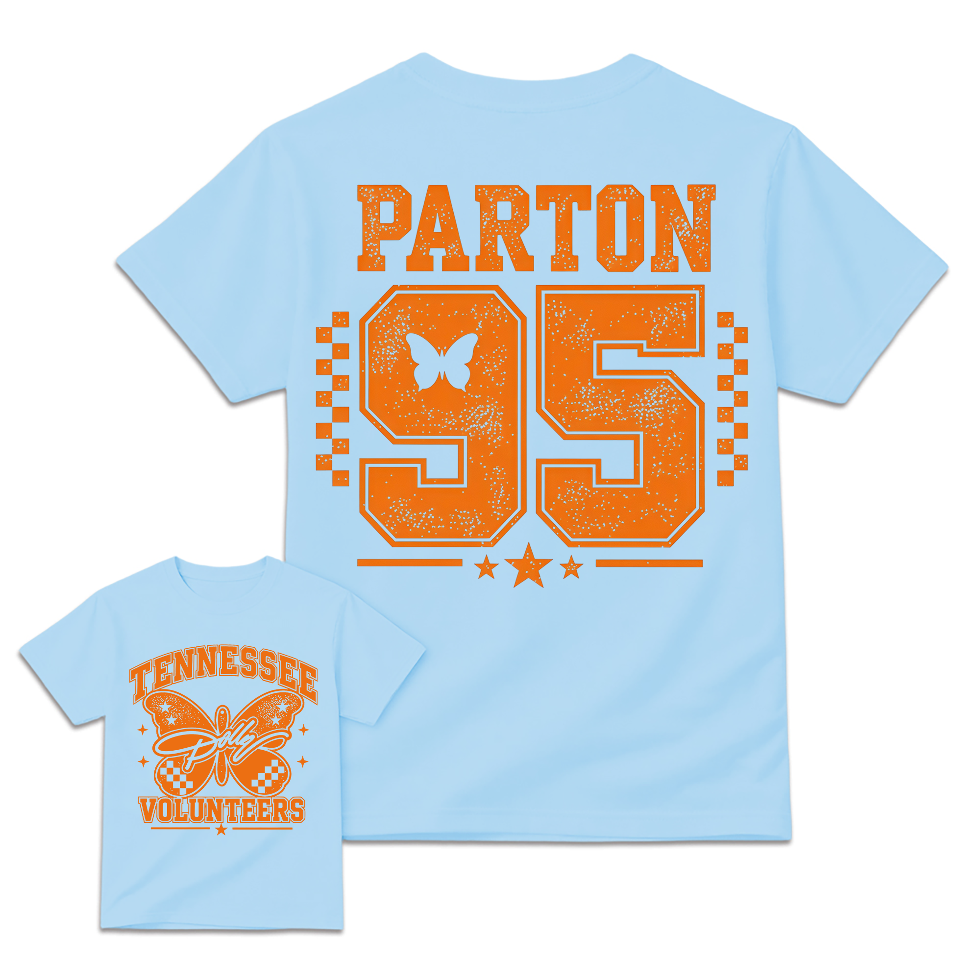[Copy]Vintage Number 95 Butterfly Football Graphic Tee Unisex Front Back Print Casual Short Sleeve T Shirt