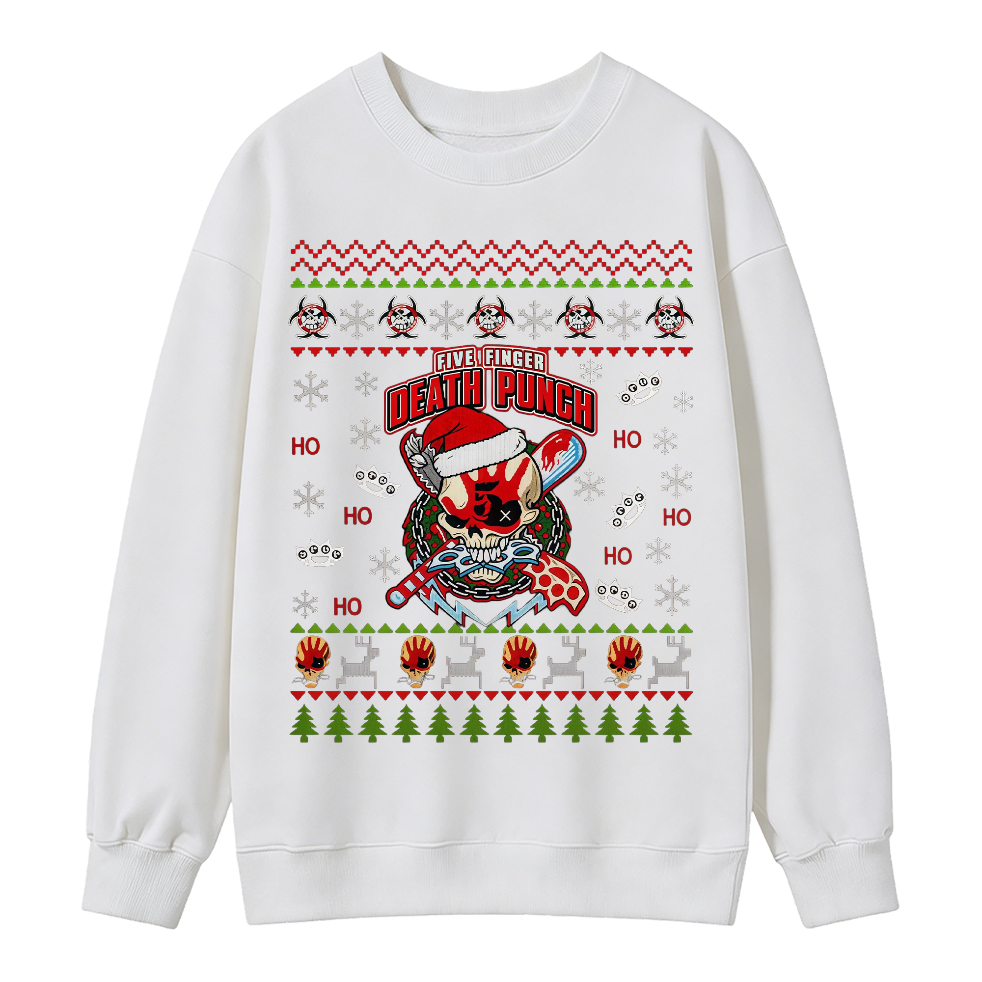 Christmas Skull Ugly Sweater, Holiday Crewneck Pullover for Men Women  >