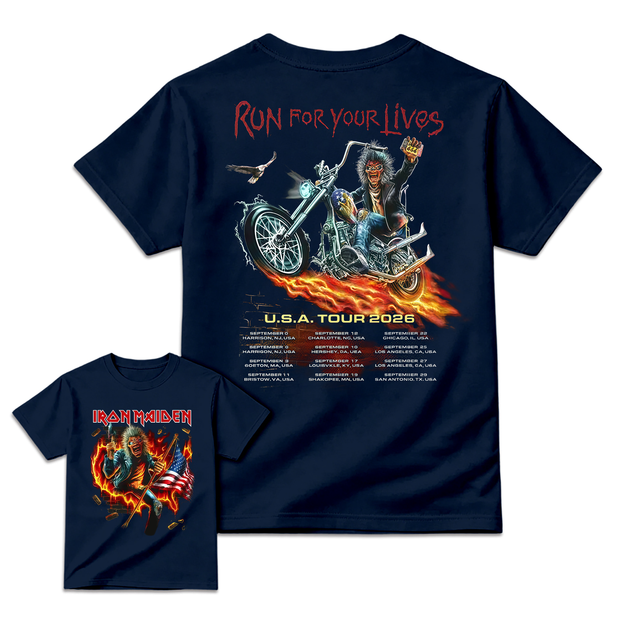 2026 "Run For Your Lives" Heavy Metal Biker Graphic Music T-Shirt