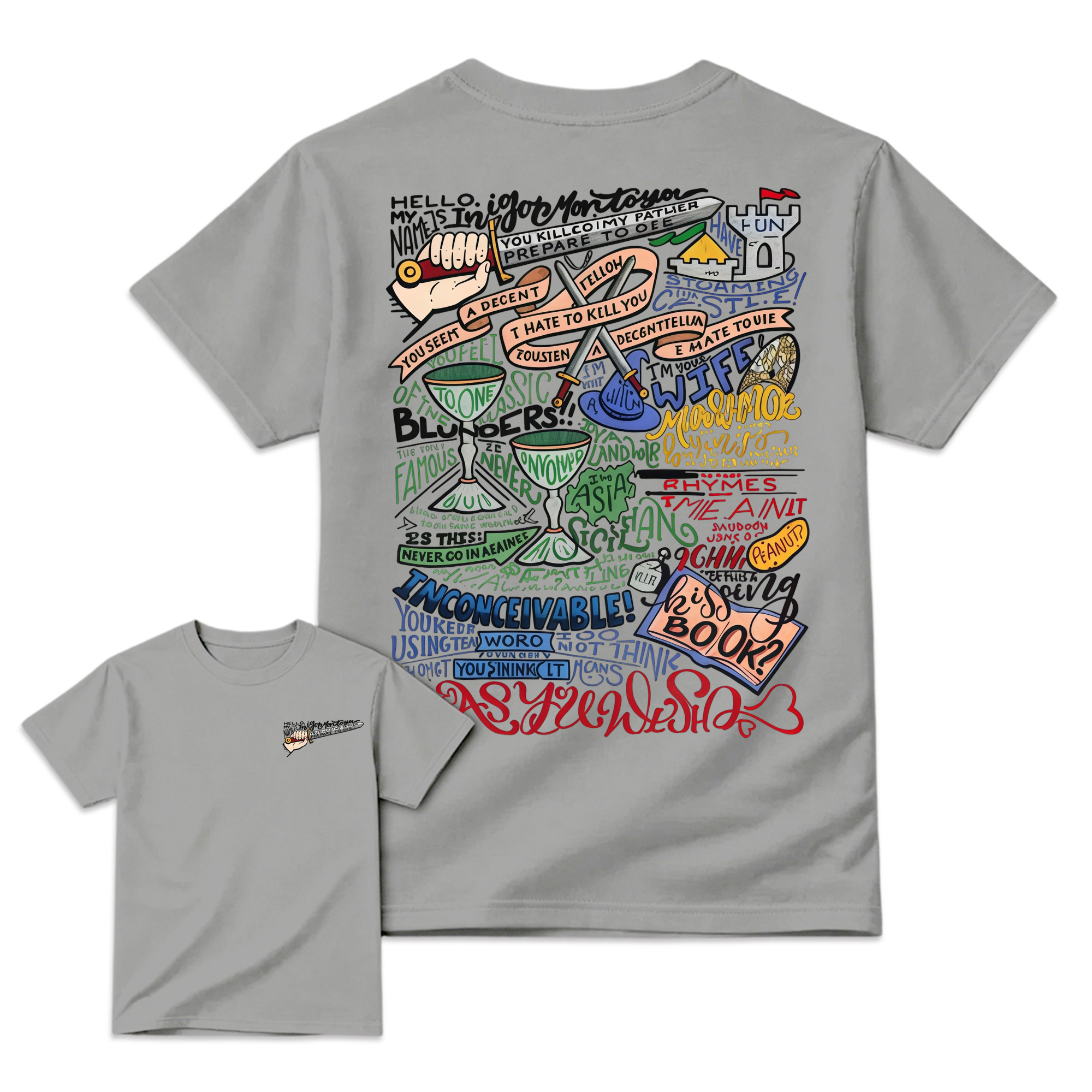 Th3 Pr1nc3ss Br1d3 Inspired Graphic T-Shirt, Iconic Movie Quotes Hand-Lettered Tee