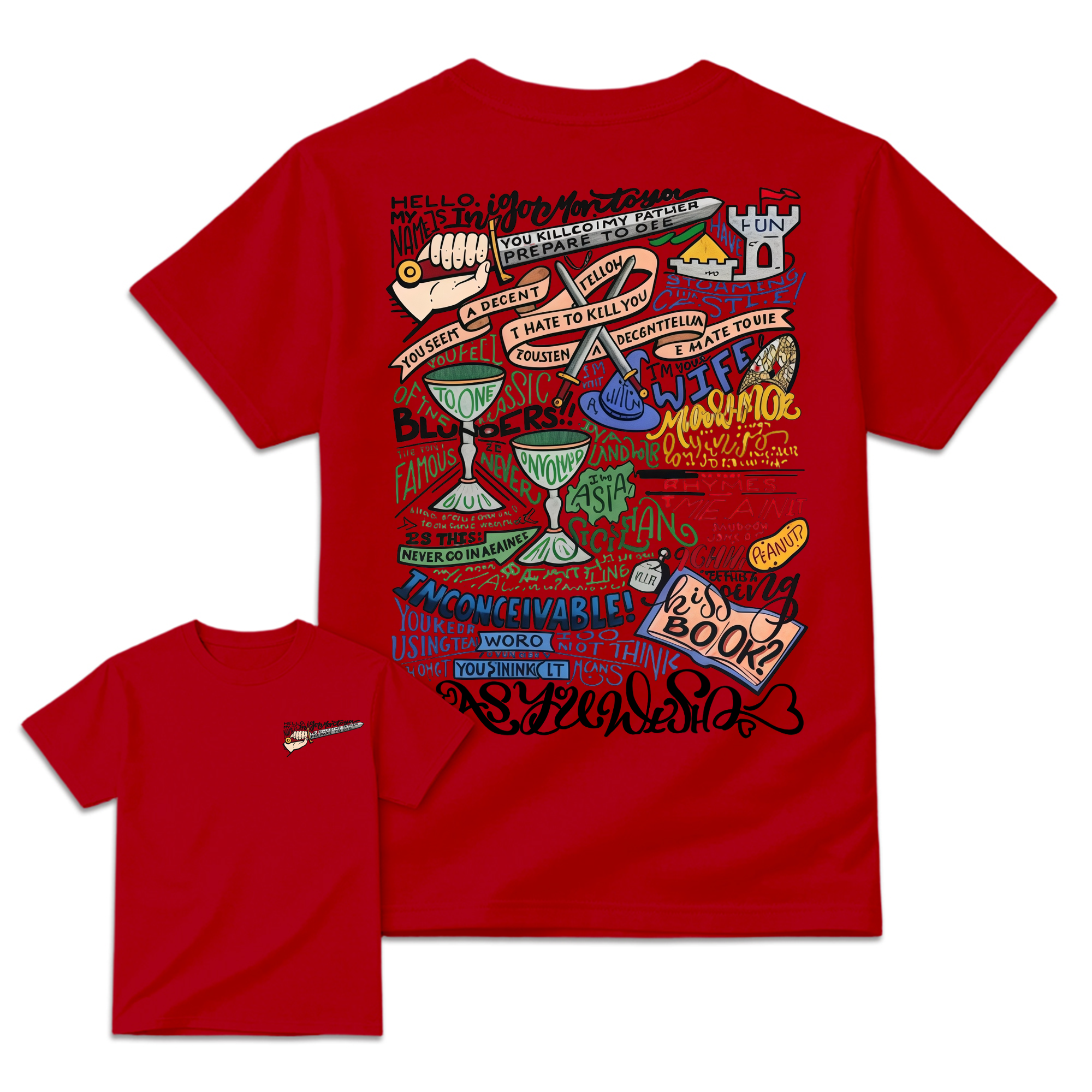 Th3 Pr1nc3ss Br1d3 Inspired Graphic T-Shirt, Iconic Movie Quotes Hand-Lettered Tee