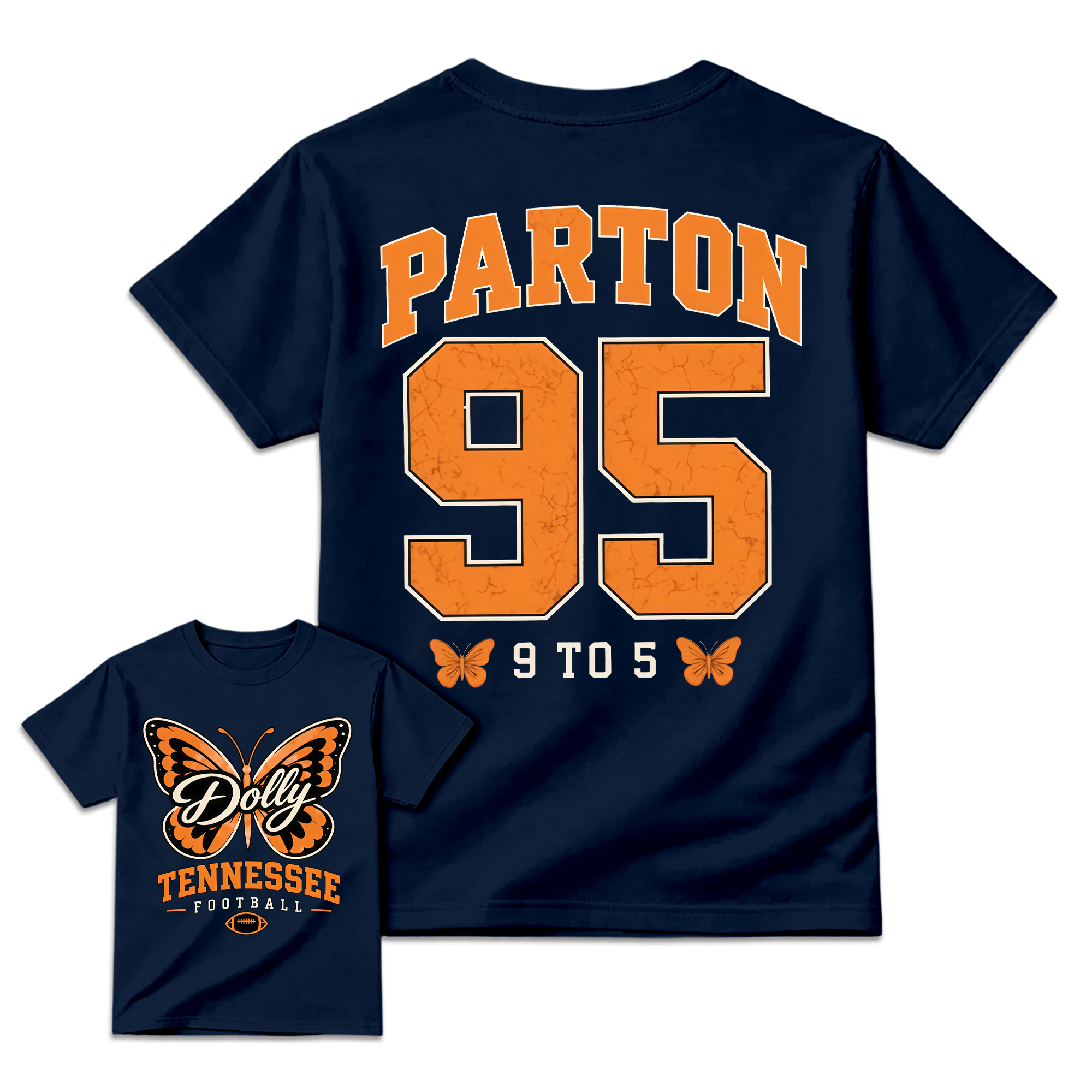 Vintage Number 95 Butterfly Football Graphic Tee Unisex Front Back Print Casual Short Sleeve T Shirt
