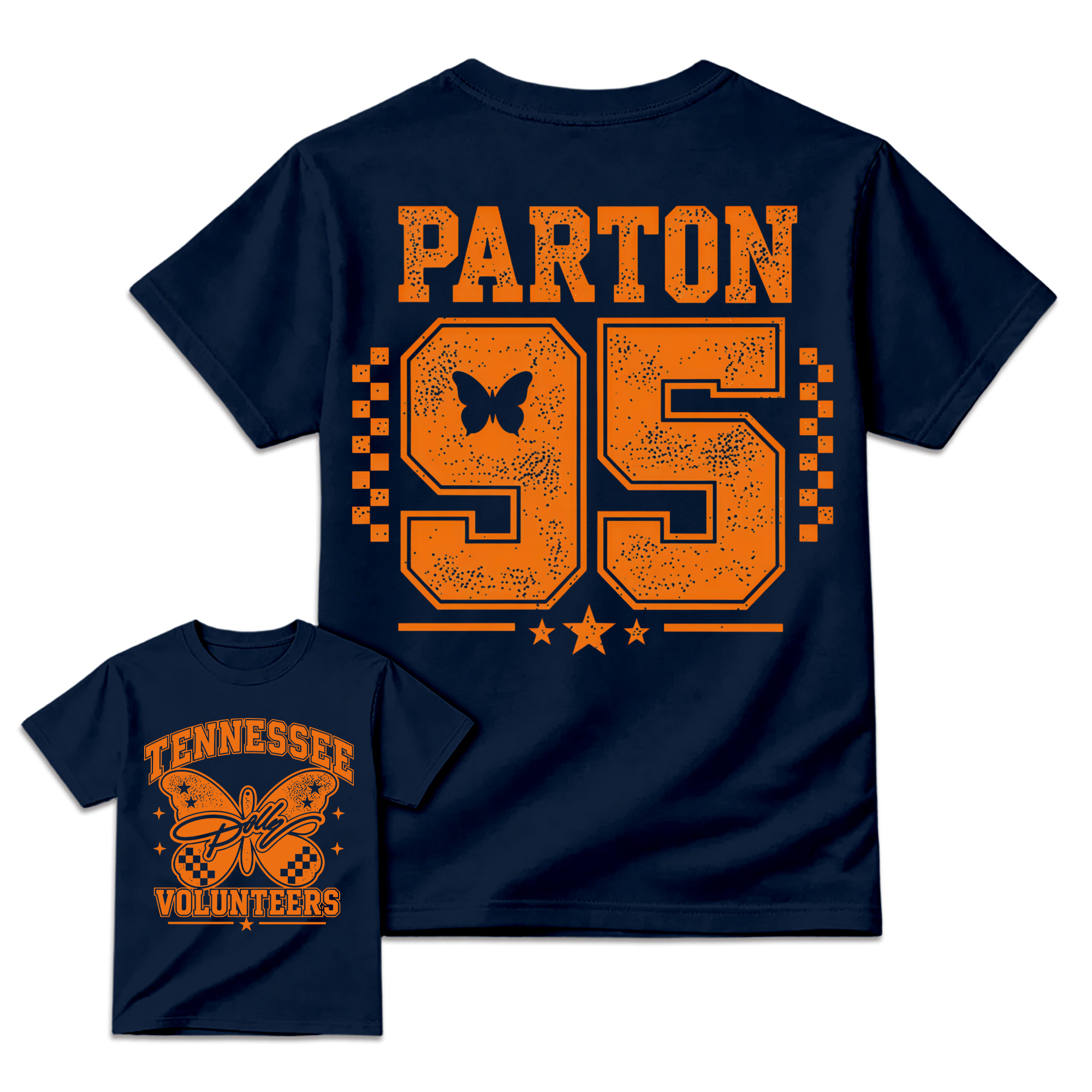 [Copy]Vintage Number 95 Butterfly Football Graphic Tee Unisex Front Back Print Casual Short Sleeve T Shirt