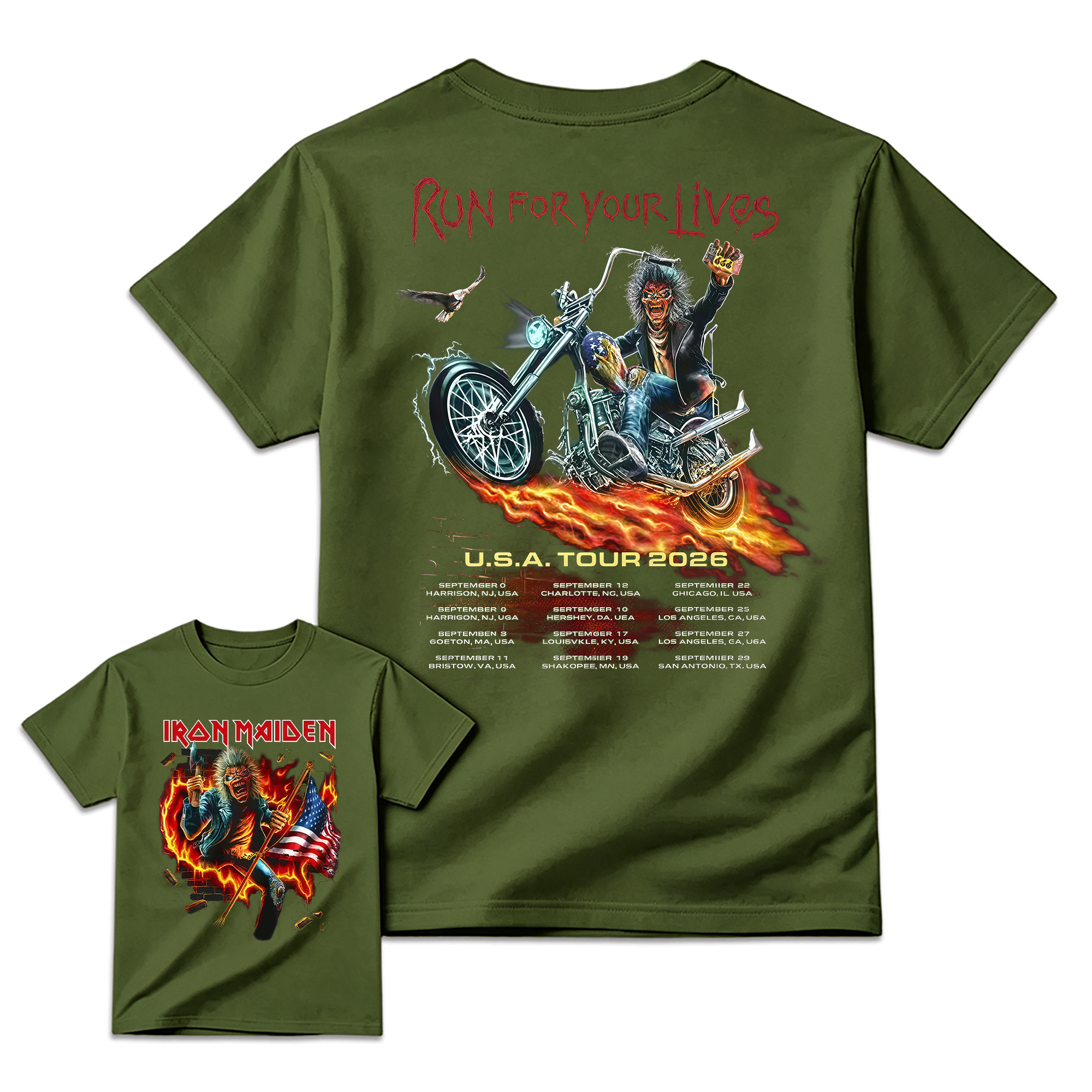 2026 "Run For Your Lives" Heavy Metal Biker Graphic Music T-Shirt