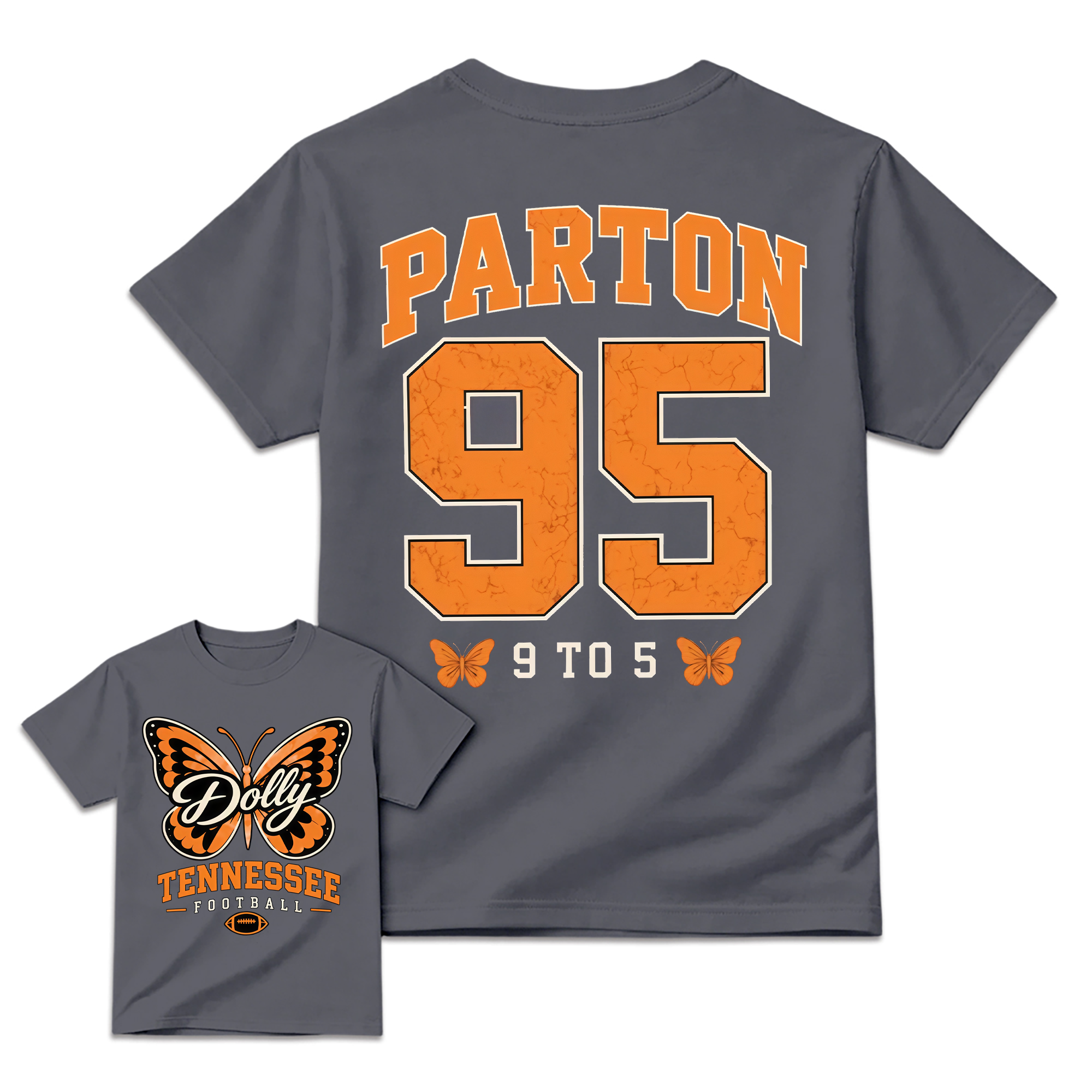 Vintage Number 95 Butterfly Football Graphic Tee Unisex Front Back Print Casual Short Sleeve T Shirt
