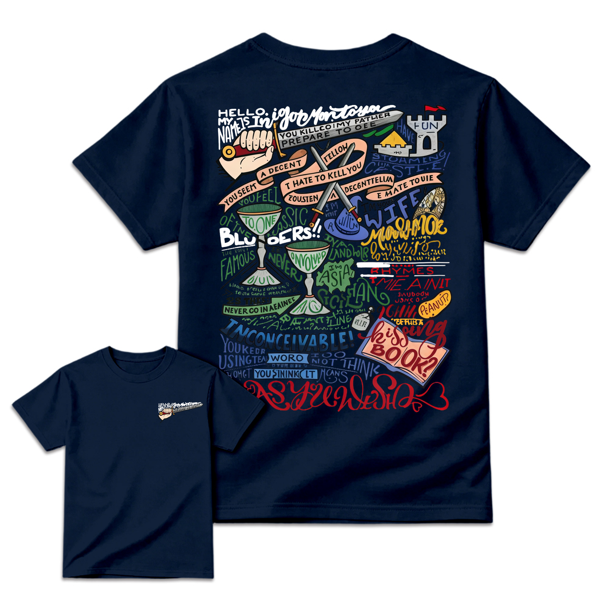 Th3 Pr1nc3ss Br1d3 Inspired Graphic T-Shirt, Iconic Movie Quotes Hand-Lettered Tee