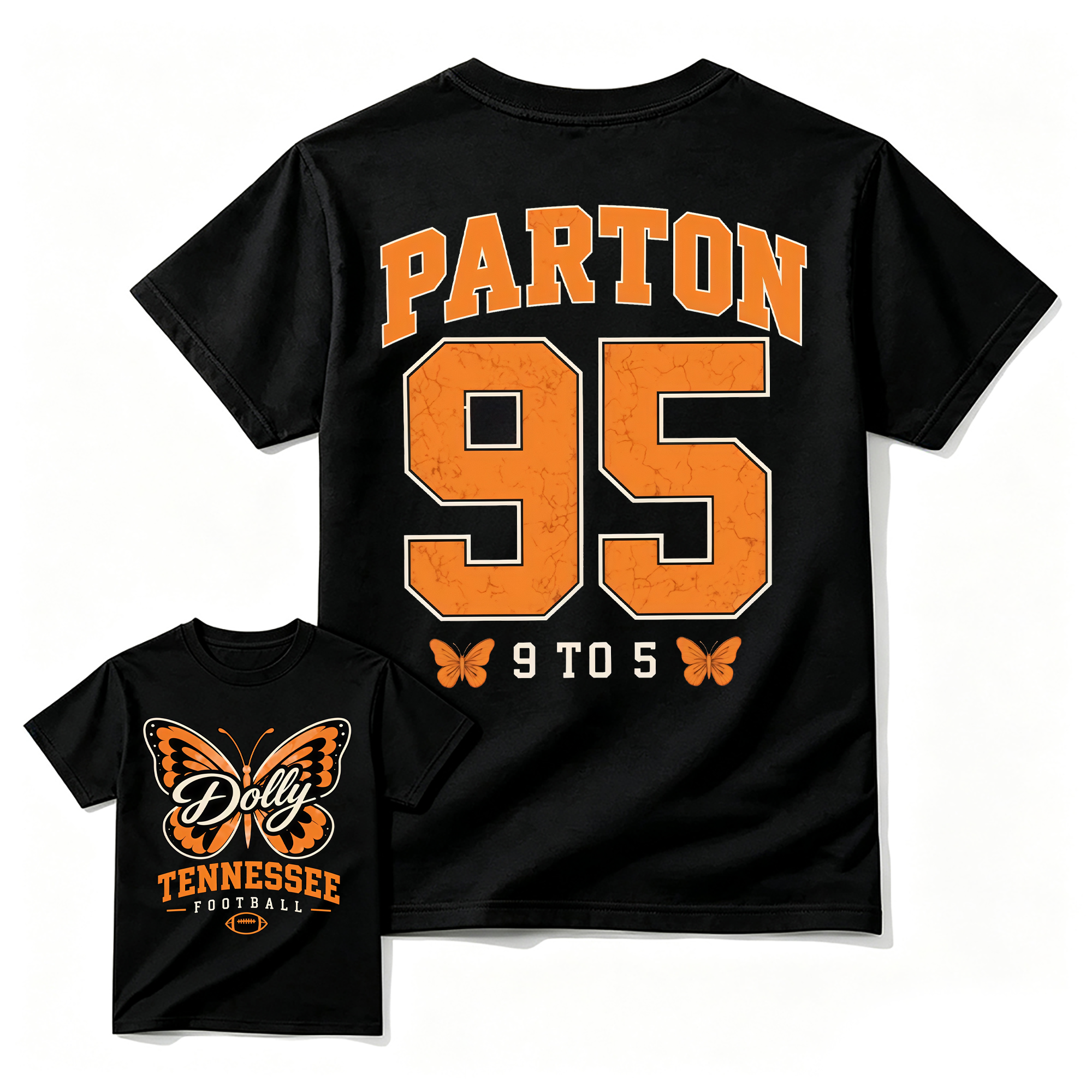 Vintage Number 95 Butterfly Football Graphic Tee Unisex Front Back Print Casual Short Sleeve T Shirt