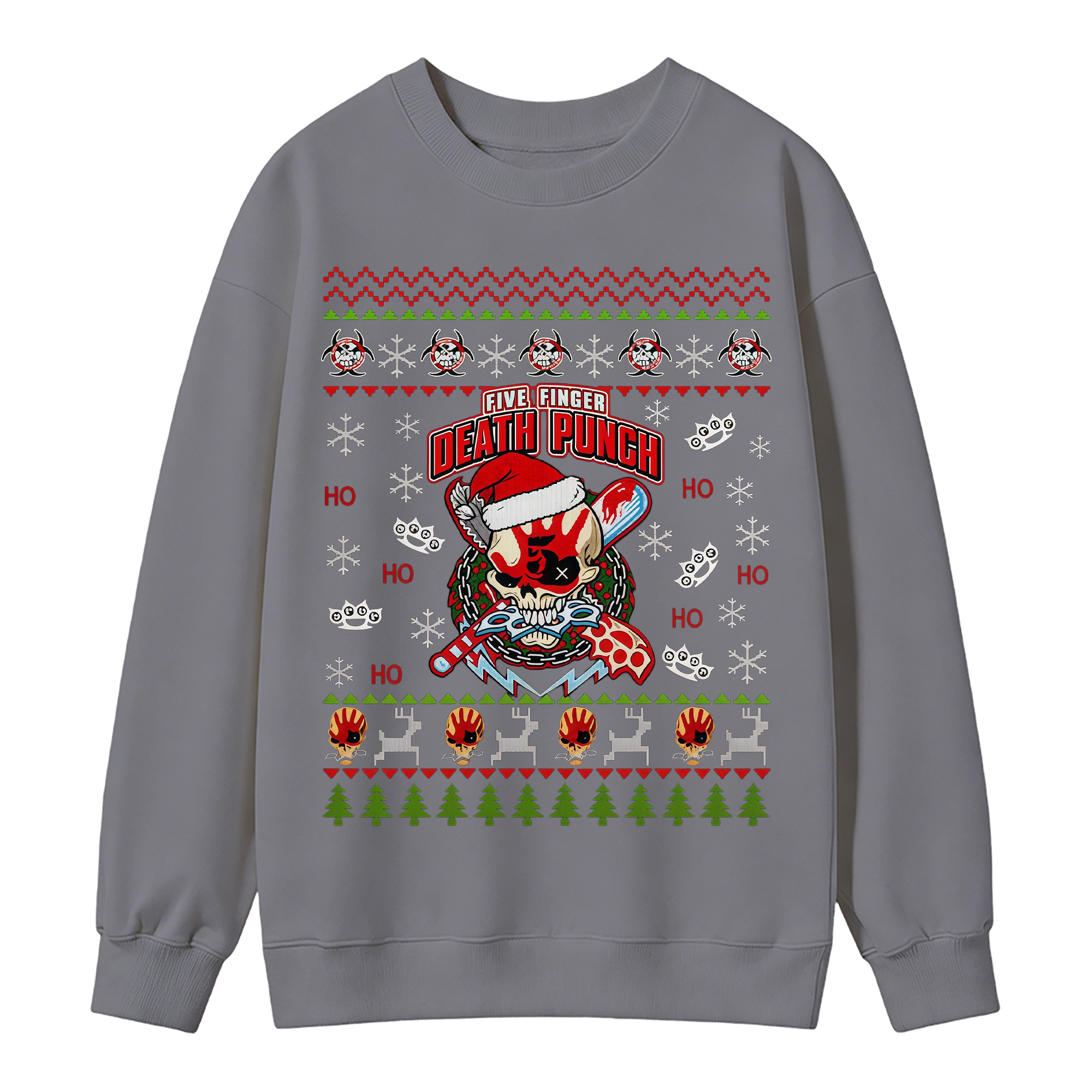 Christmas Skull Ugly Sweater, Holiday Crewneck Pullover for Men Women  >