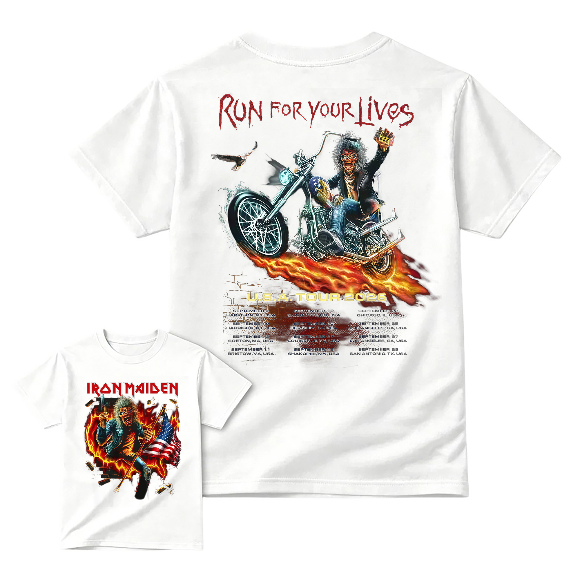 2026 "Run For Your Lives" Heavy Metal Biker Graphic Music T-Shirt
