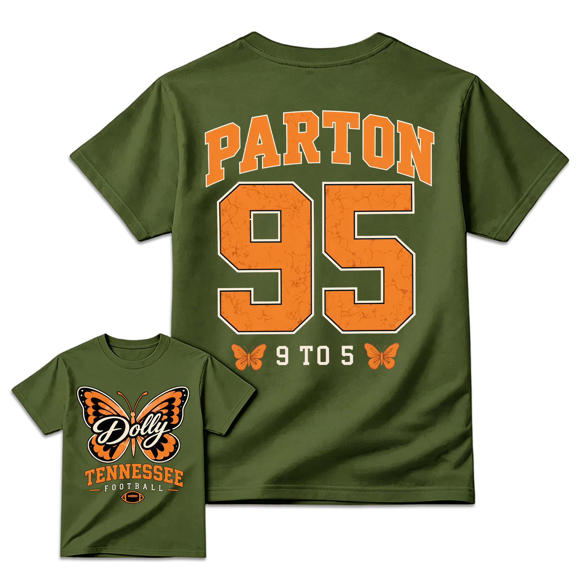 Vintage Number 95 Butterfly Football Graphic Tee Unisex Front Back Print Casual Short Sleeve T Shirt
