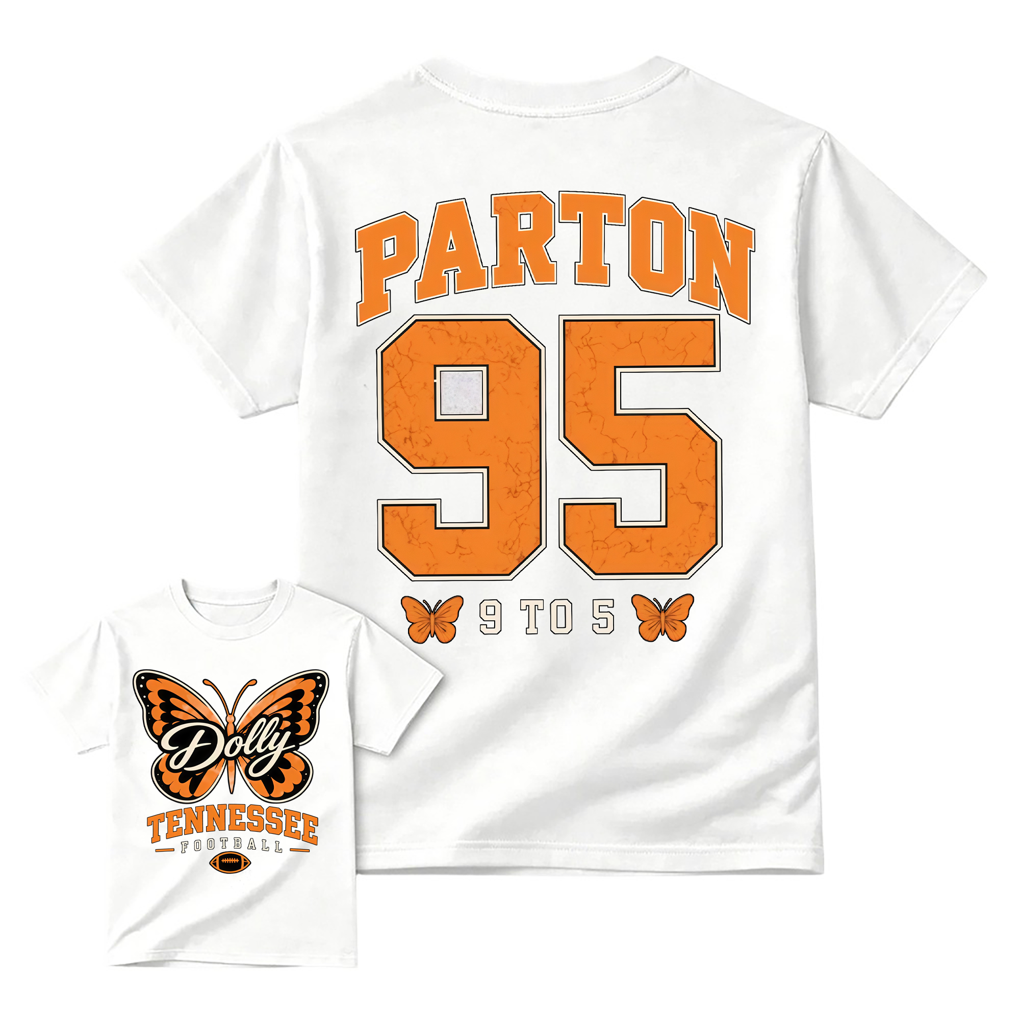 Vintage Number 95 Butterfly Football Graphic Tee Unisex Front Back Print Casual Short Sleeve T Shirt