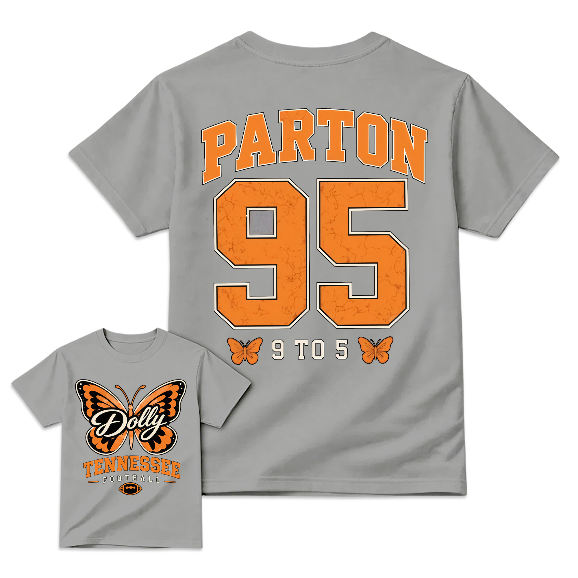 Vintage Number 95 Butterfly Football Graphic Tee Unisex Front Back Print Casual Short Sleeve T Shirt