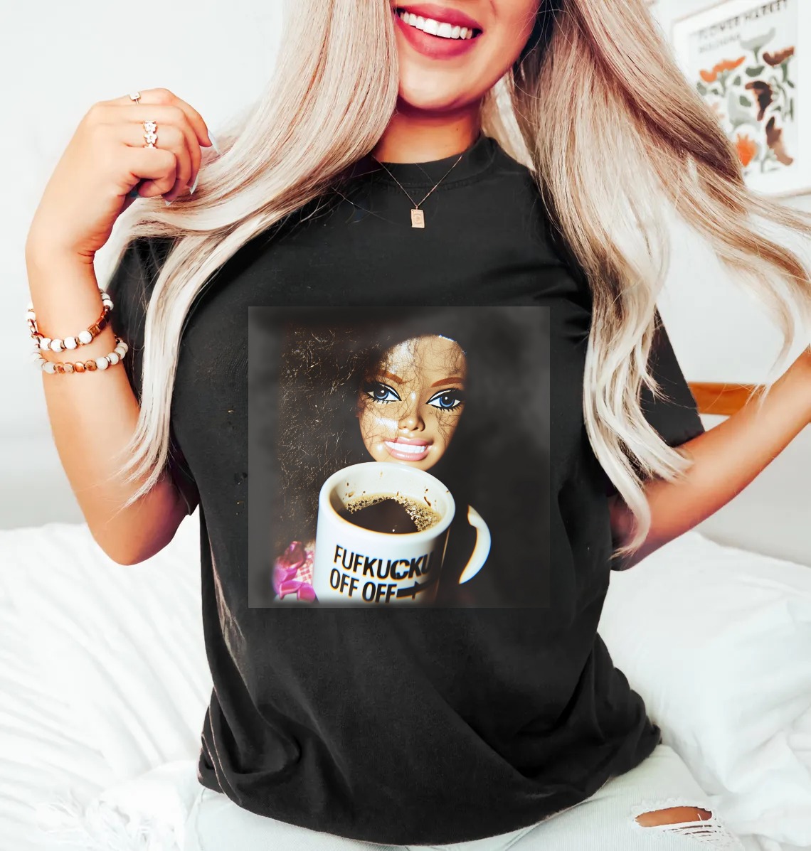 Unique and Fun Doll-Shaped Girl Emoji 100% Cotton Washed T-shirt.