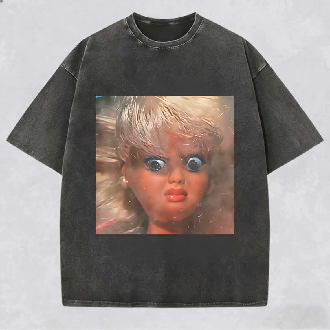 Unique and Fun Doll-Shaped Girl Emoji 100% Cotton Washed T-shirt.