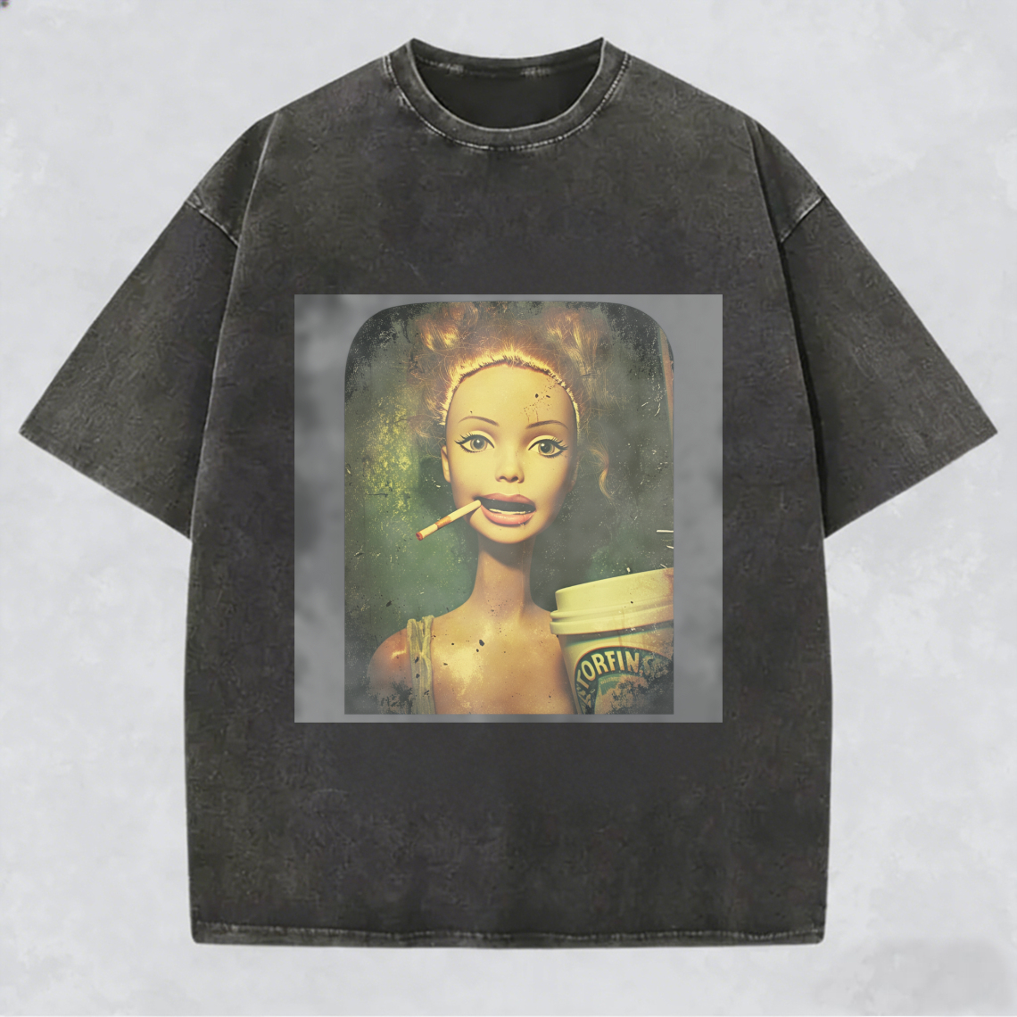 Unique and Fun Doll-Shaped Girl Emoji 100% Cotton Washed T-shirt.
