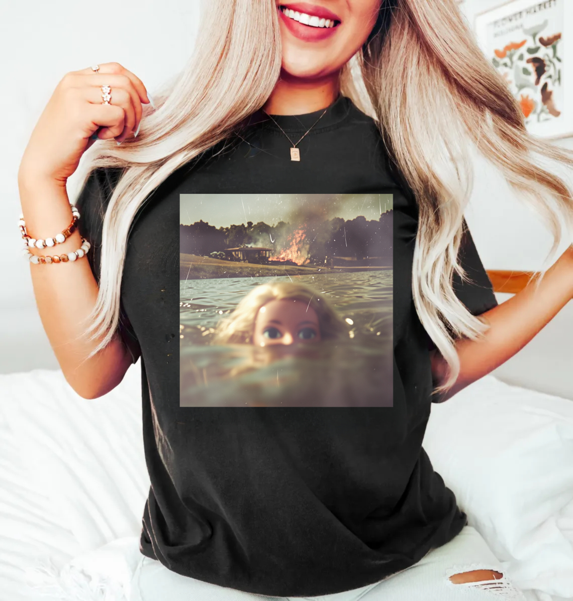Unique and Fun Doll-Shaped Girl Emoji 100% Cotton Washed T-shirt.