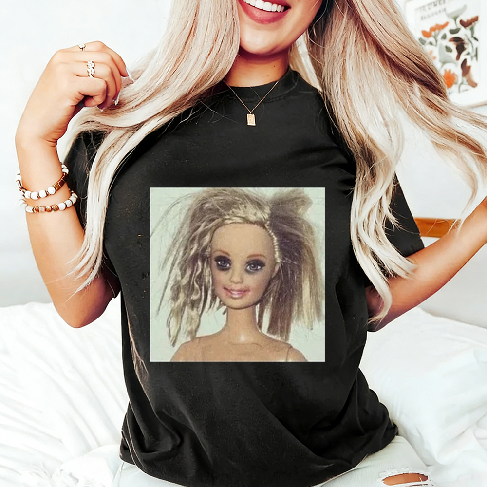 Unique and Fun Doll-Shaped Girl Emoji 100% Cotton Washed T-shirt.