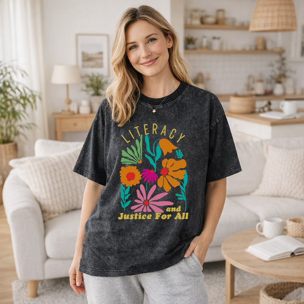 Unisex Washable T-shirt Literacy And Justice For All