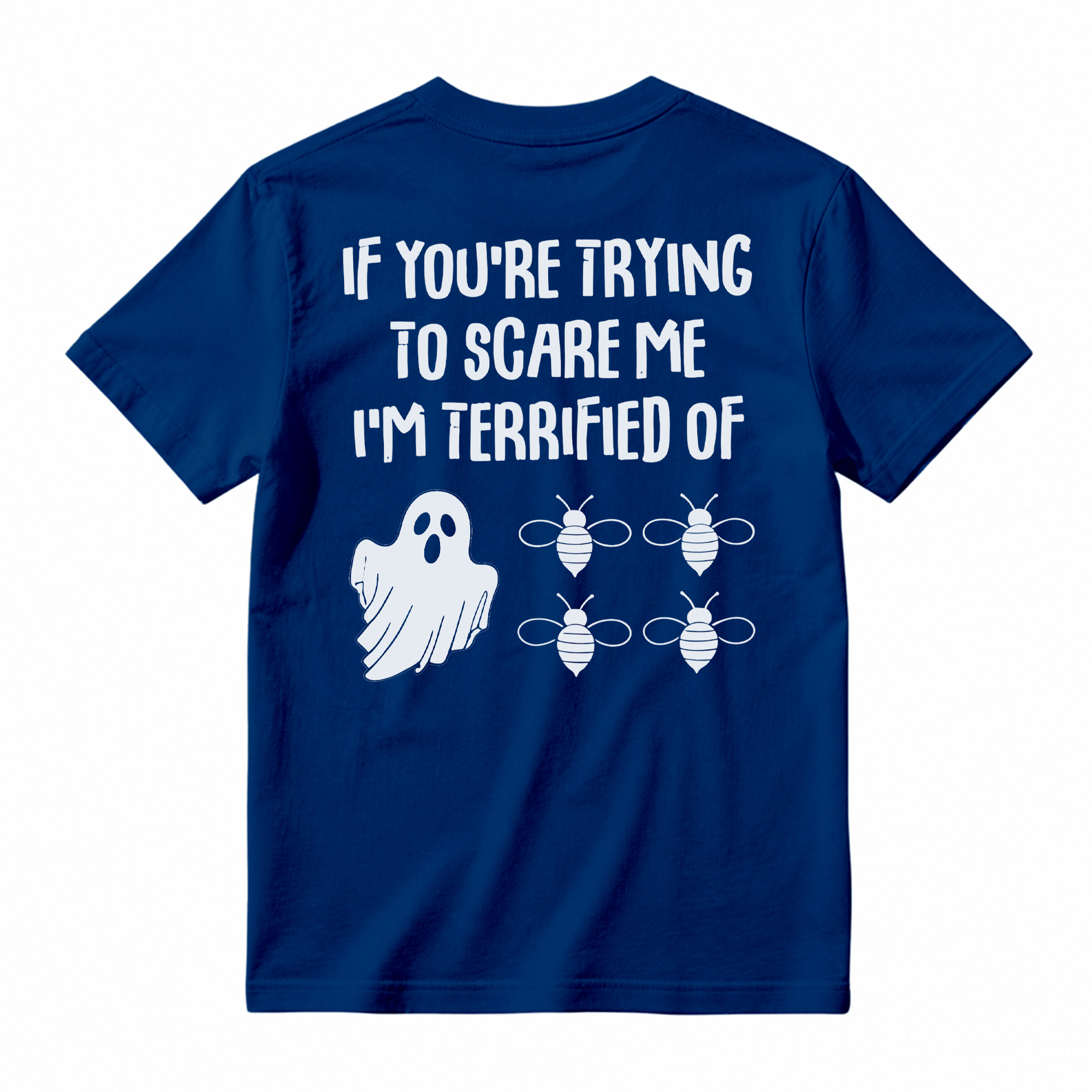 Funny Ghost Bee Graphic Tee Unisex Halloween Quote Back Print Casual Short Sleeve T Shirt