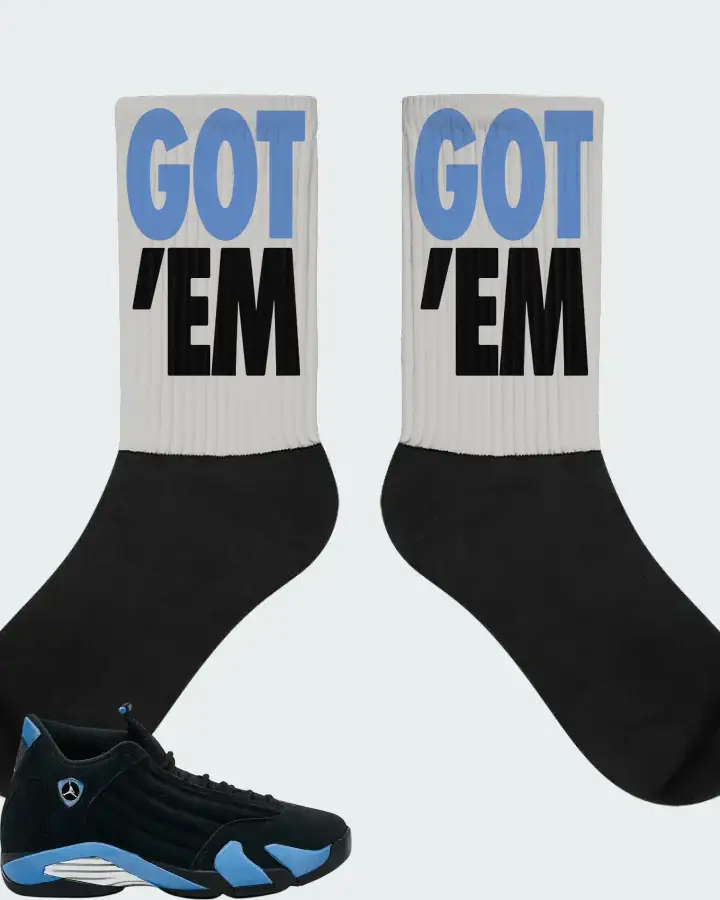 Air Jordan 14 Retro Black University Blue 2026  Sneaker Matching Socks