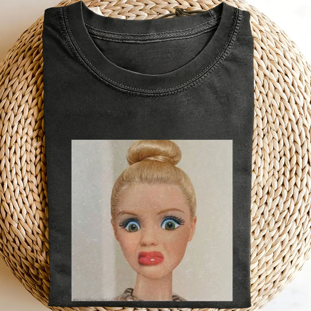 Unique and Fun Doll-Shaped Girl Emoji 100% Cotton Washed T-shirt.