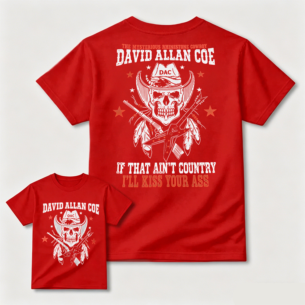 Rhinestone Cowboy Skull Guitar Graphic T-Shirt, Vintage Country Music Western Back Print Tee For Men