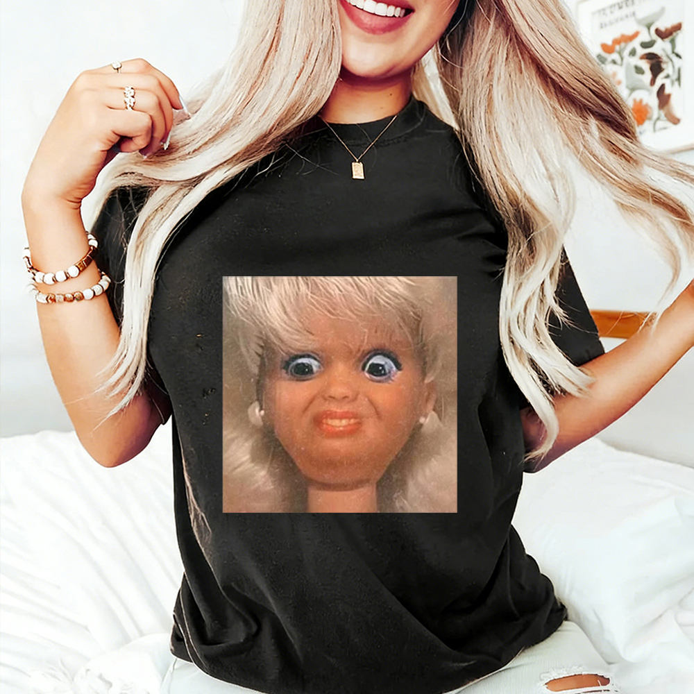 Unique and Fun Doll-Shaped Girl Emoji 100% Cotton Washed T-shirt.