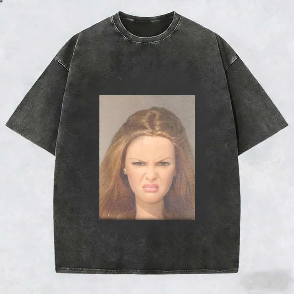Unique and Fun Doll-Shaped Girl Emoji 100% Cotton Washed T-shirt.