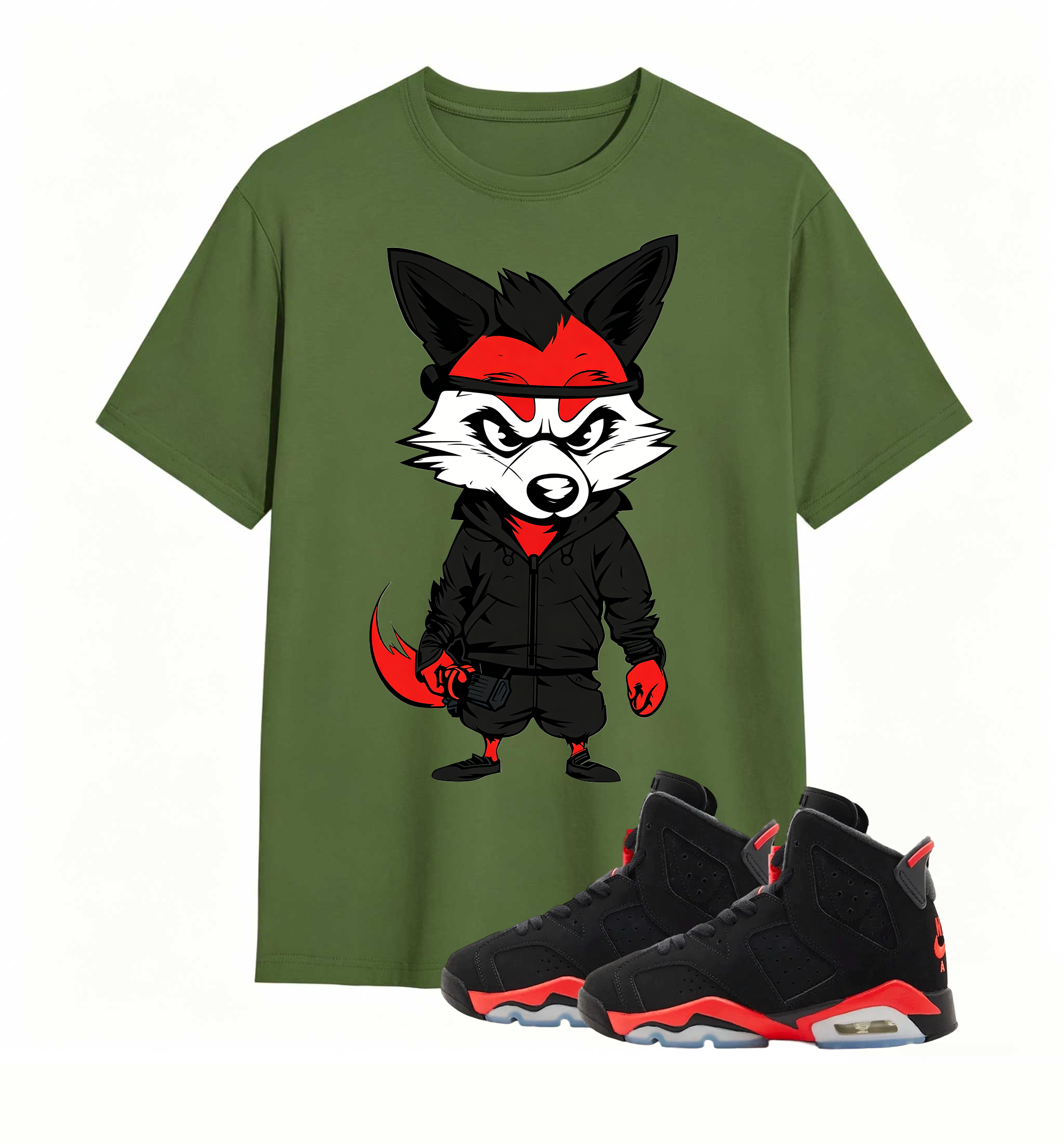 Red Black Fox Print Jordan 6 Flex