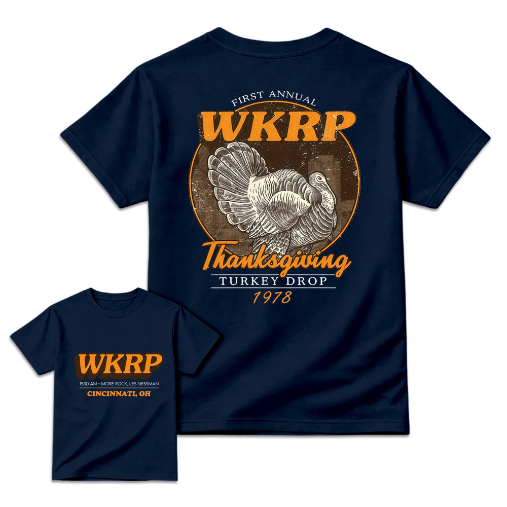 First Annual Wkrp Turkey Drop Two Sides T-shirt, Thanksgiving Wkrp  Vintage Tee, Graphic Streetwear Tee