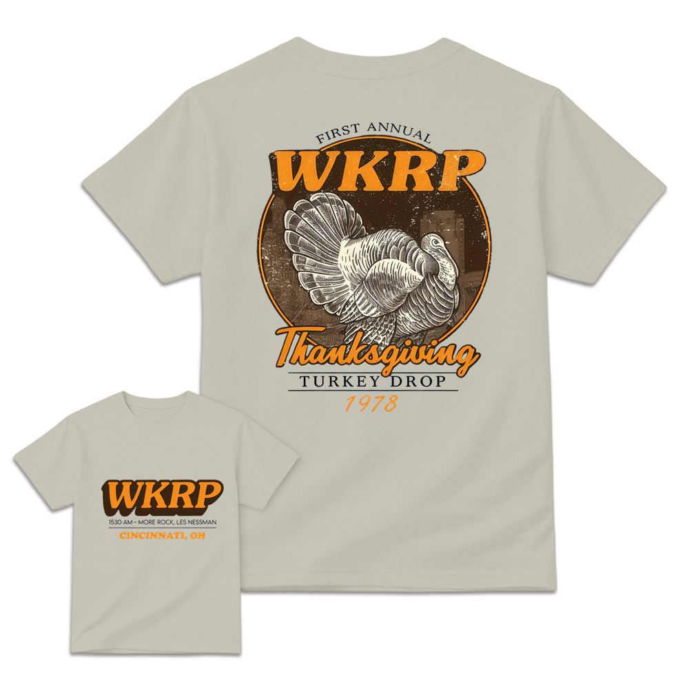First Annual Wkrp Turkey Drop Two Sides T-shirt, Thanksgiving Wkrp  Vintage Tee, Graphic Streetwear Tee