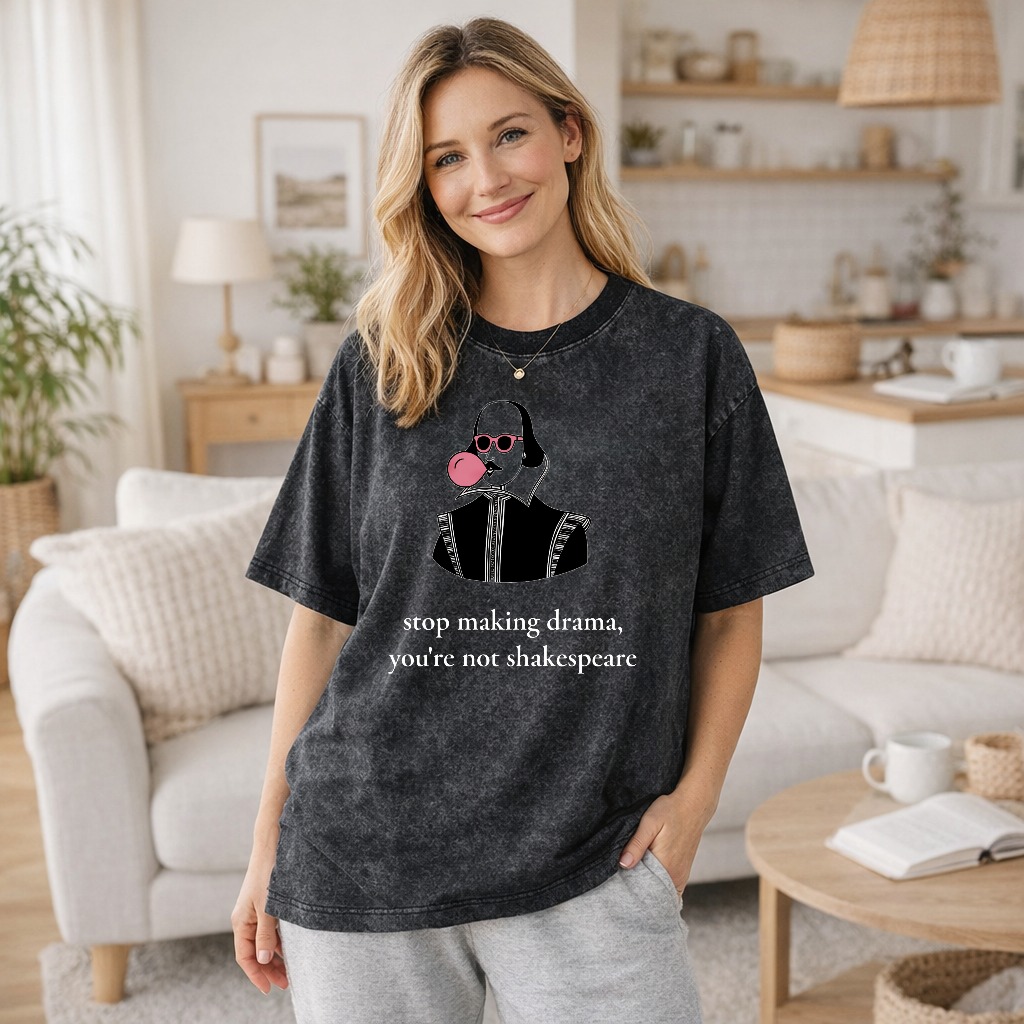Unisex Washable T-shirt Shakespeare Blowing Bubblegum With Glasses