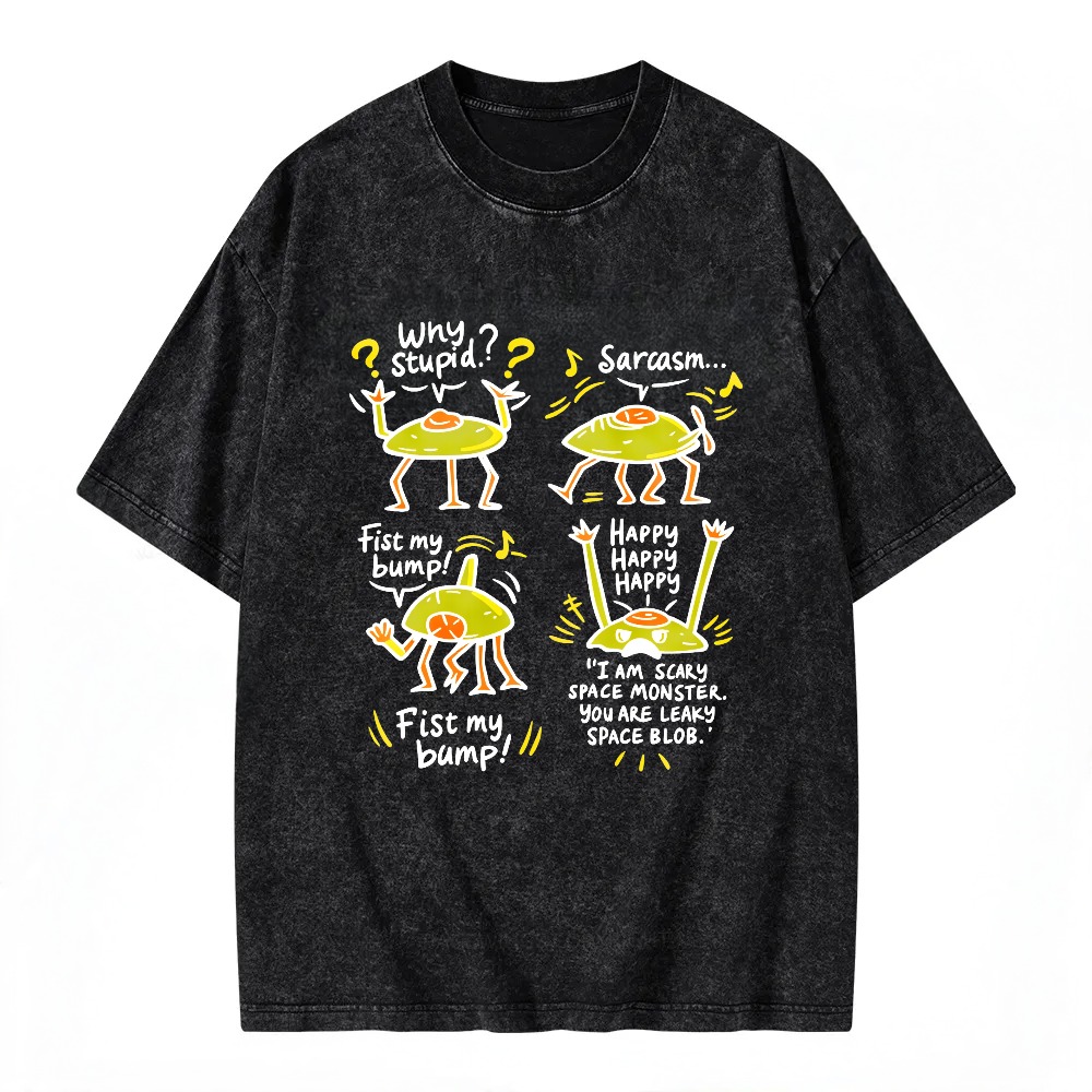 Unisex Washable T-shirt Alien Dance Cartoon Pattern