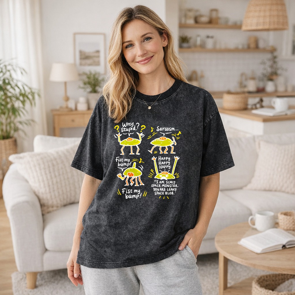 Unisex Washable T-shirt Alien Dance Cartoon Pattern