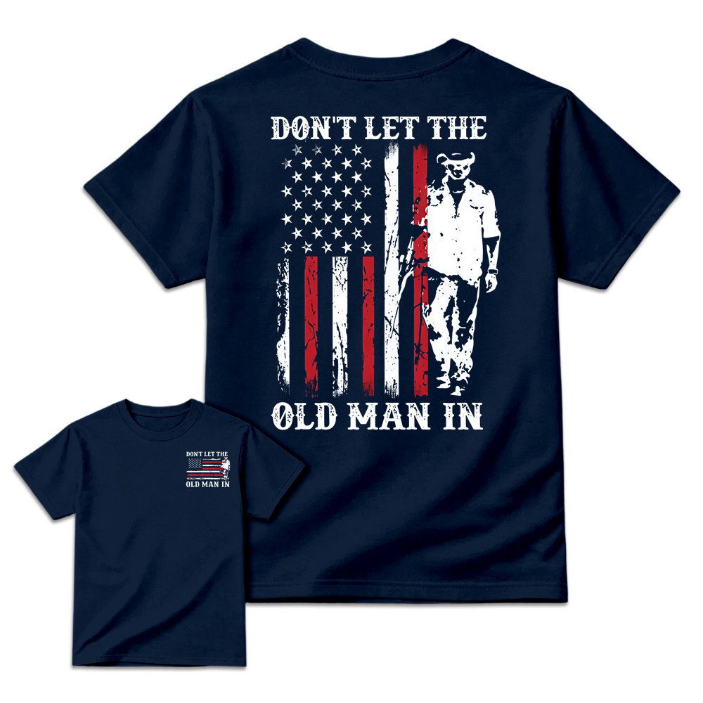 Vintage American Flag Front & Back Print Mens Graphic Tee Casual Short Sleeve Tshirt