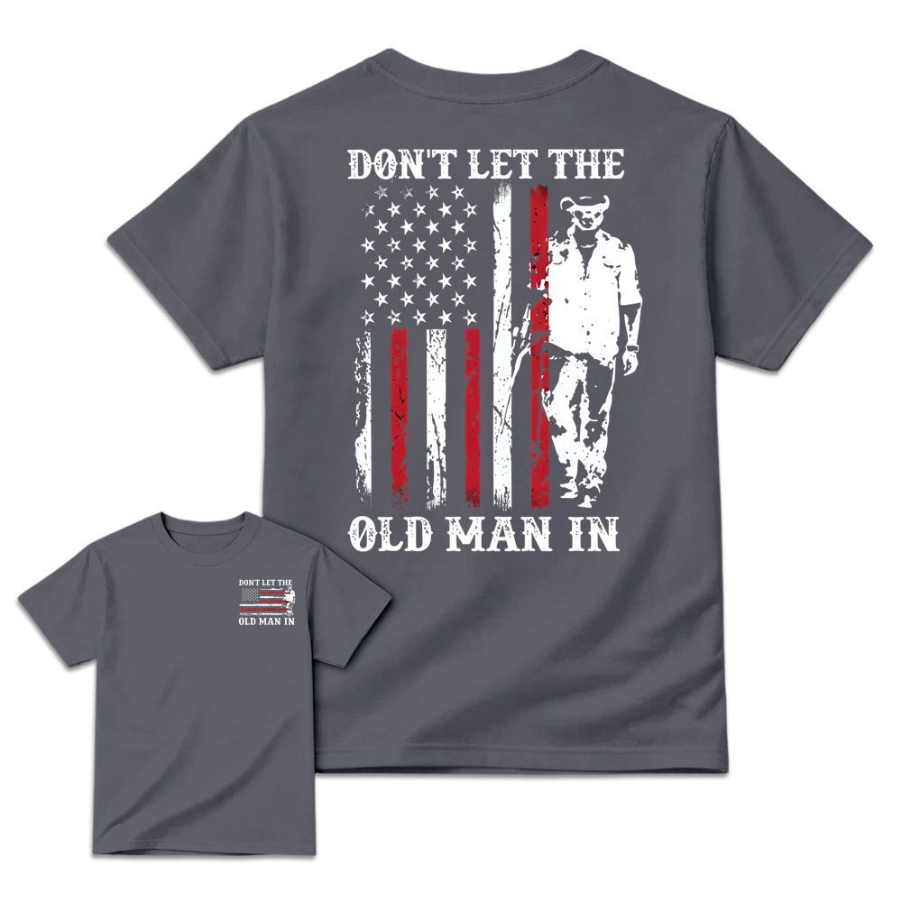 Vintage American Flag Front & Back Print Mens Graphic Tee Casual Short Sleeve Tshirt