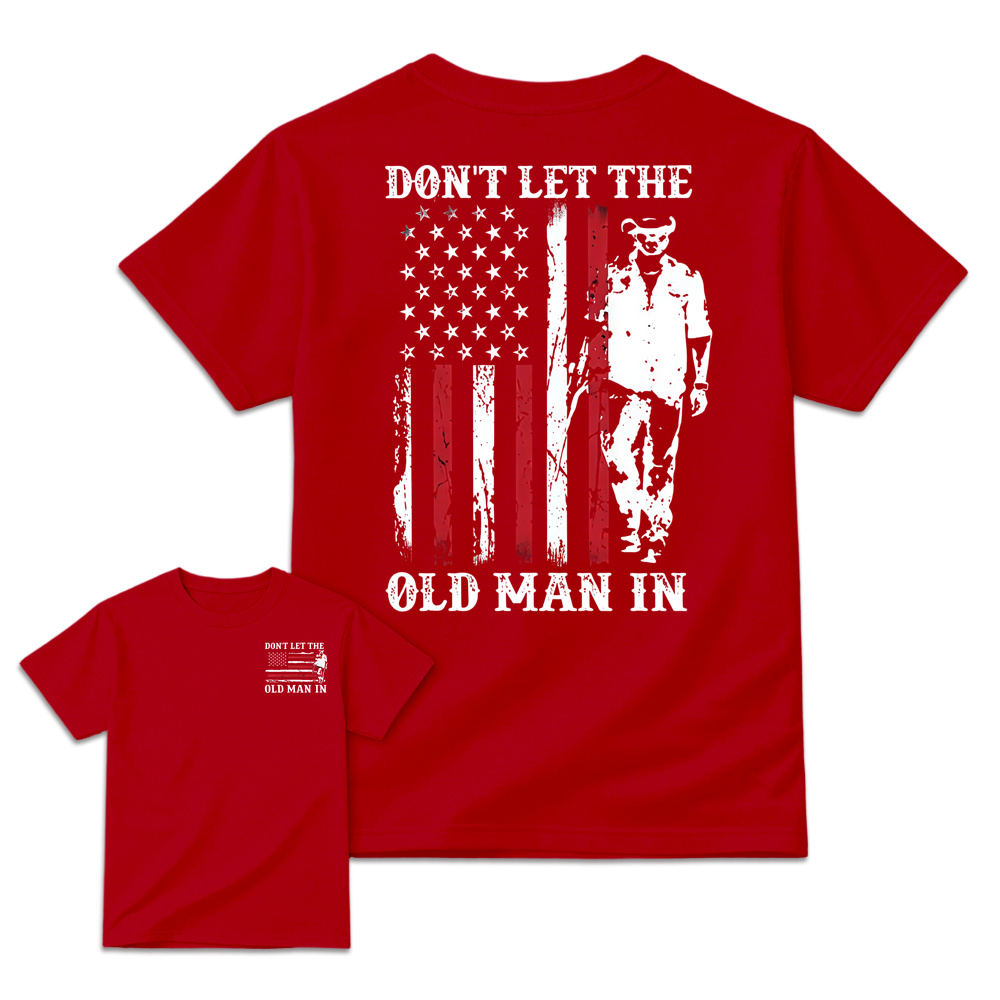 Vintage American Flag Front & Back Print Mens Graphic Tee Casual Short Sleeve Tshirt