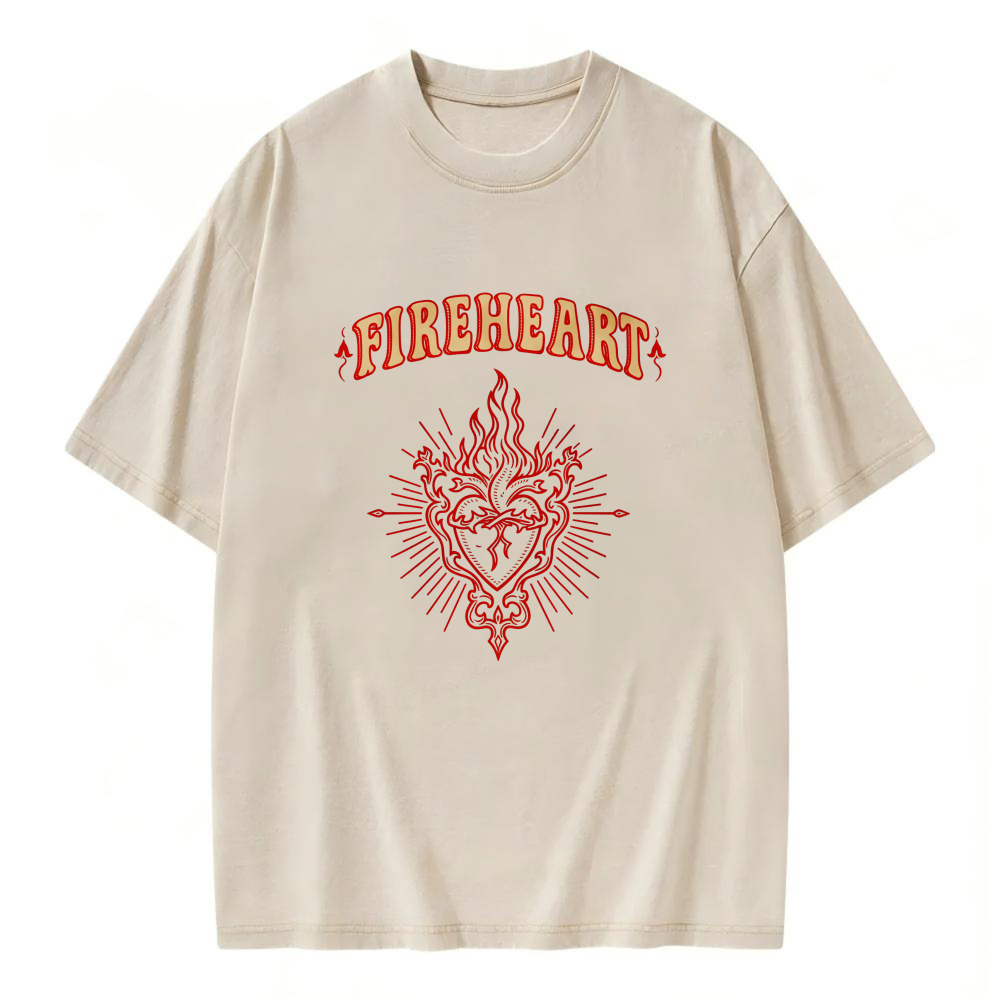 Unisex Washable T-shirt Fireheart Dragon Flame Design Print