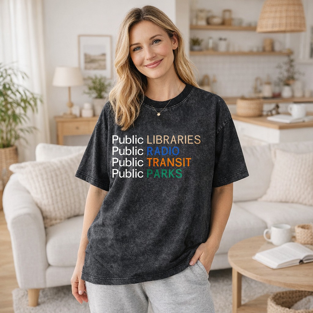 Unisex Washable T-shirt Libraries Radio Transit Parks Public