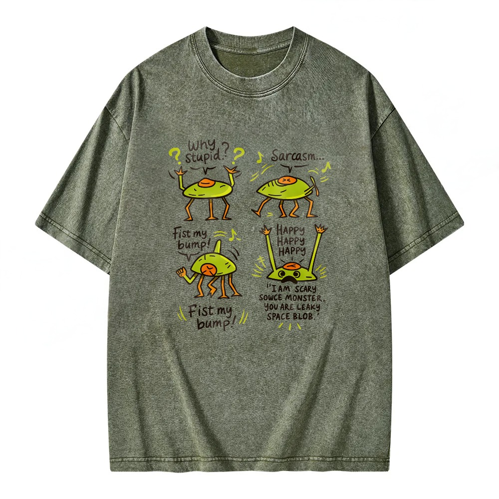 Unisex Washable T-shirt Alien Dance Cartoon Pattern