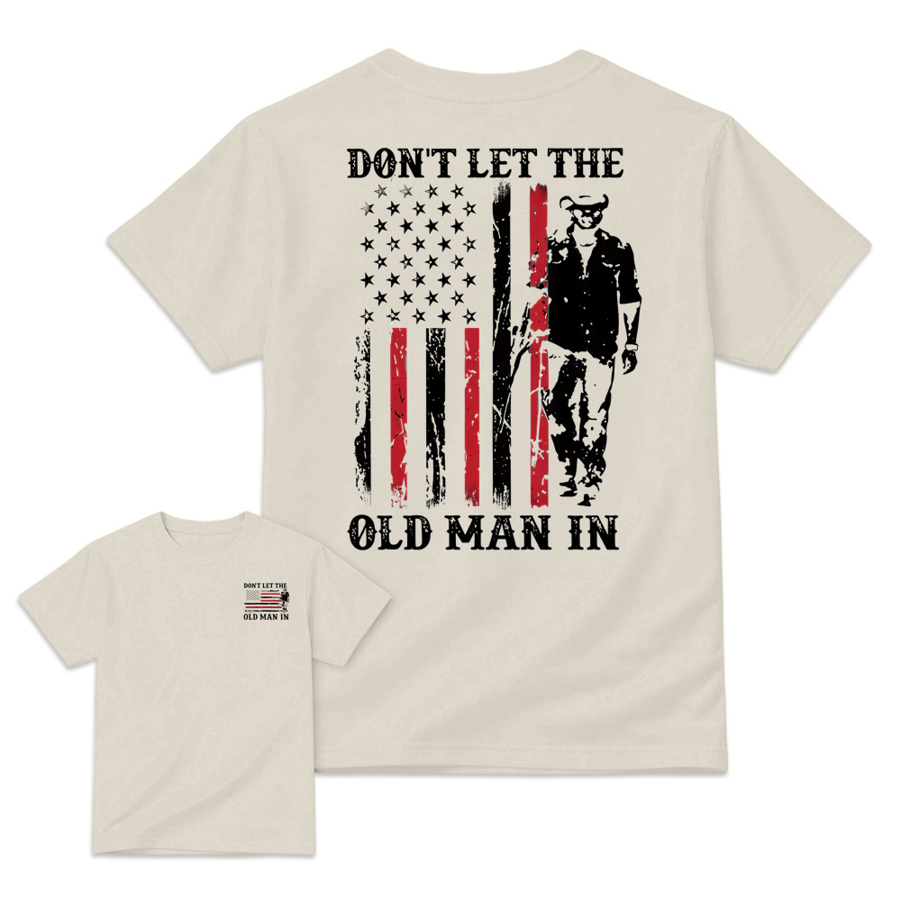 Vintage American Flag Front & Back Print Mens Graphic Tee Casual Short Sleeve Tshirt