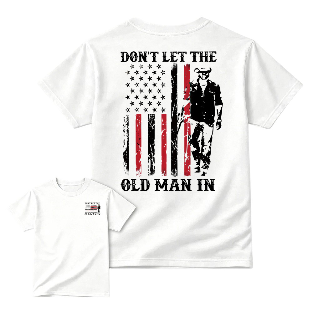Vintage American Flag Front & Back Print Mens Graphic Tee Casual Short Sleeve Tshirt