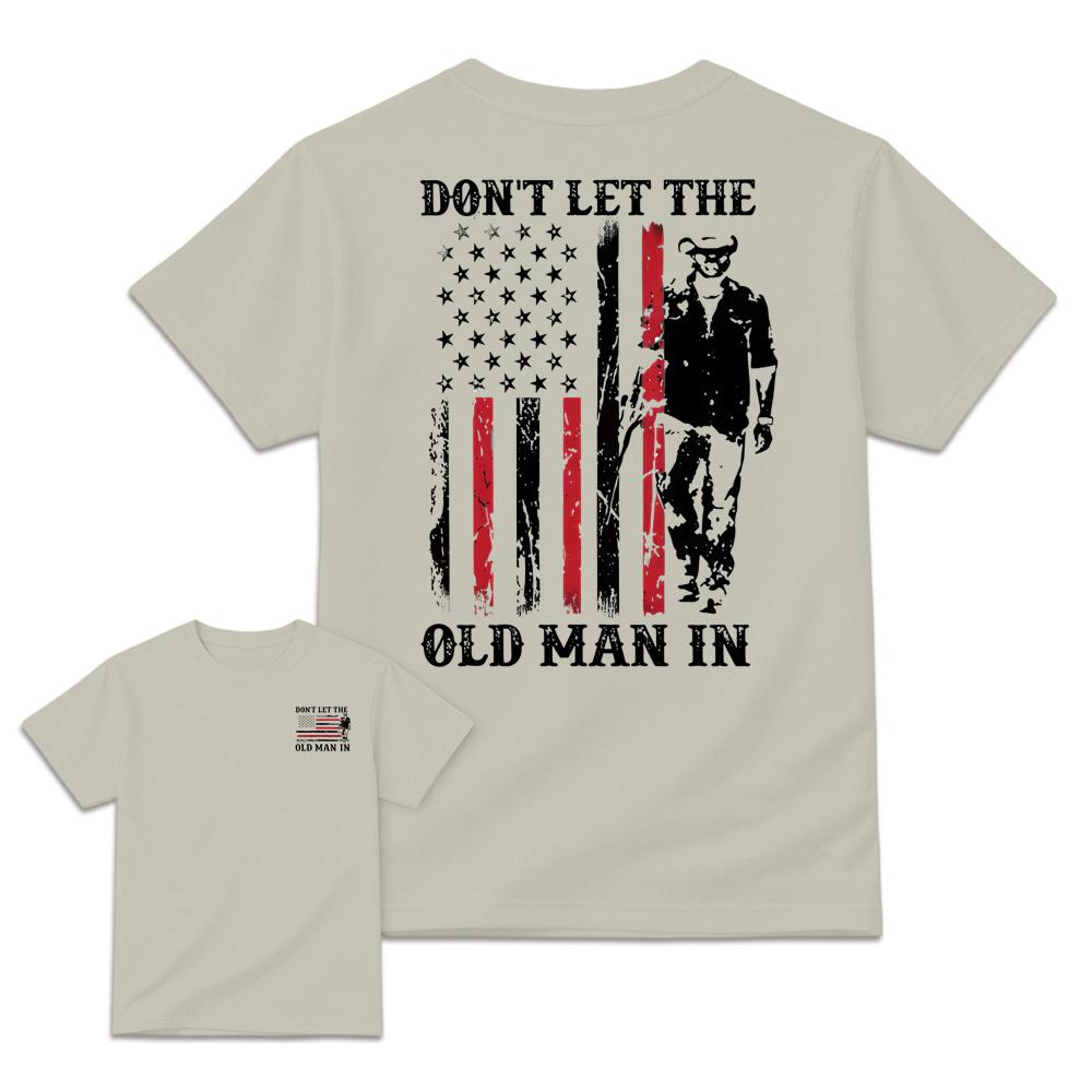 Vintage American Flag Front & Back Print Mens Graphic Tee Casual Short Sleeve Tshirt