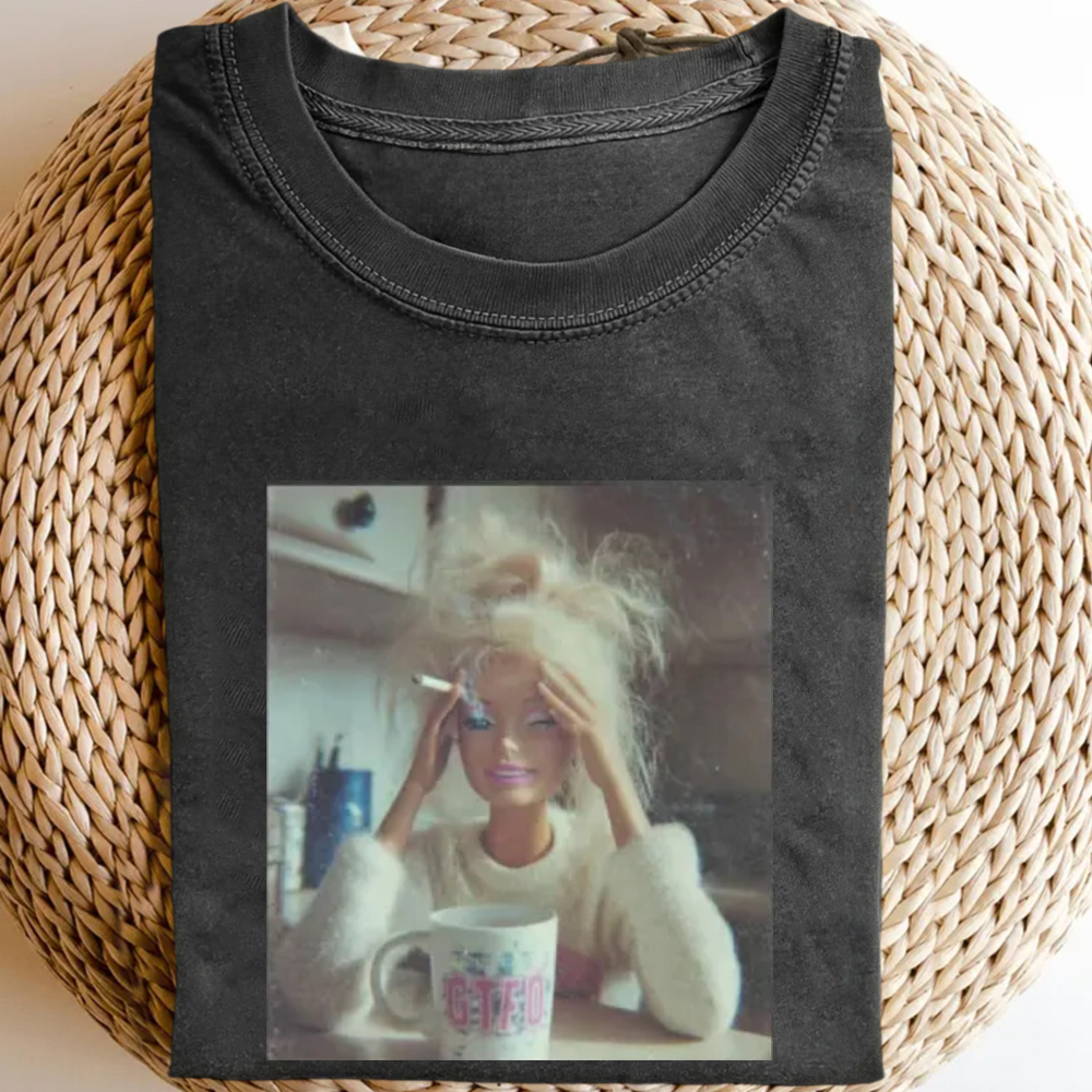 Unique and Fun Doll-Shaped Girl Emoji 100% Cotton Washed T-shirt.