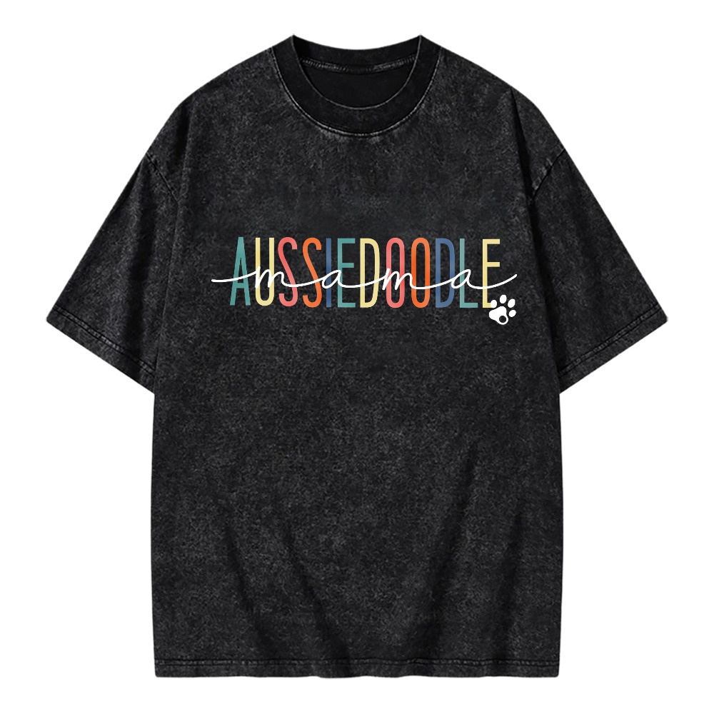 Unisex Washable T-shirt Aussiedoodle Mama Paw Print Design