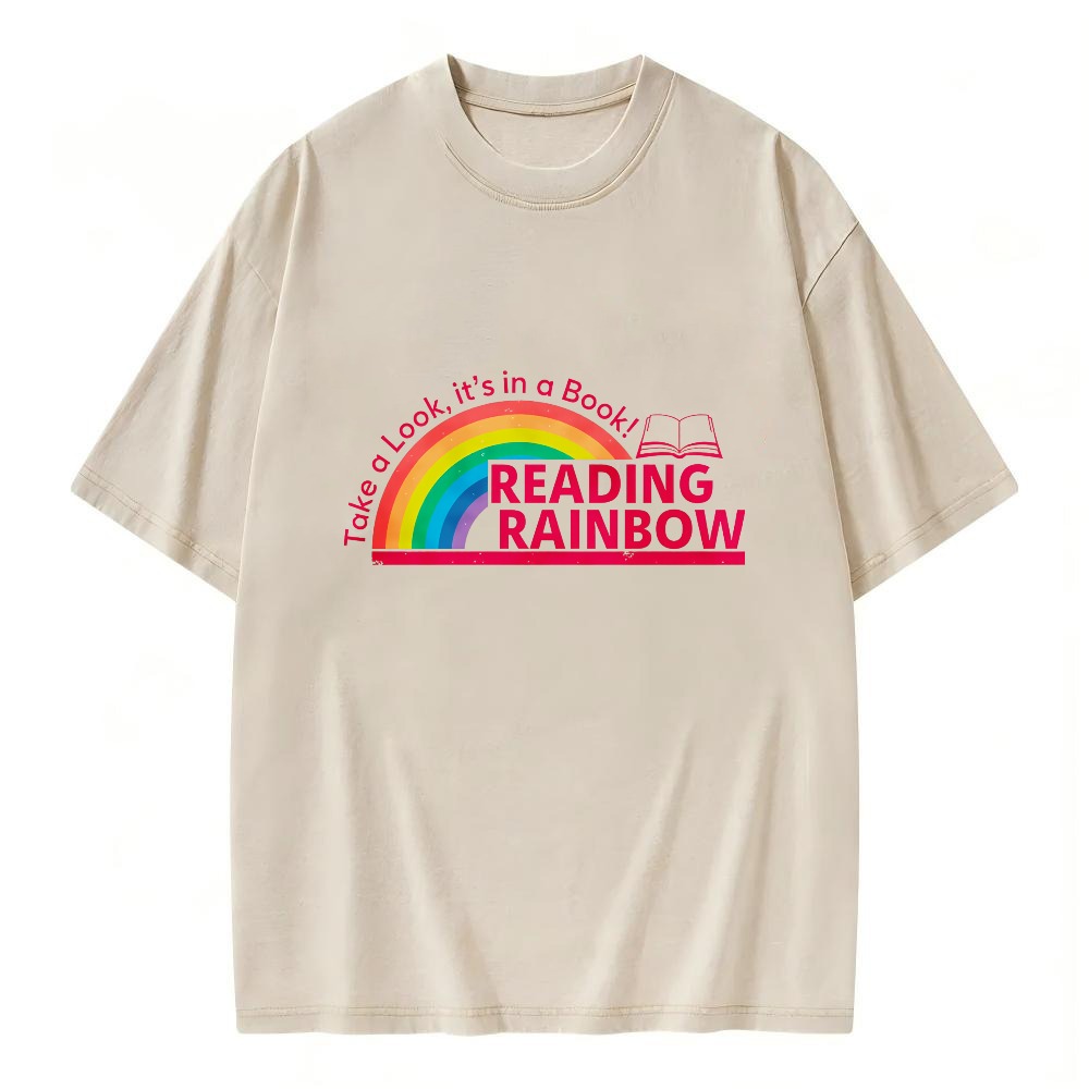 Unisex Washable T-shirt Take A Look Its In A Book Reading Rainbow