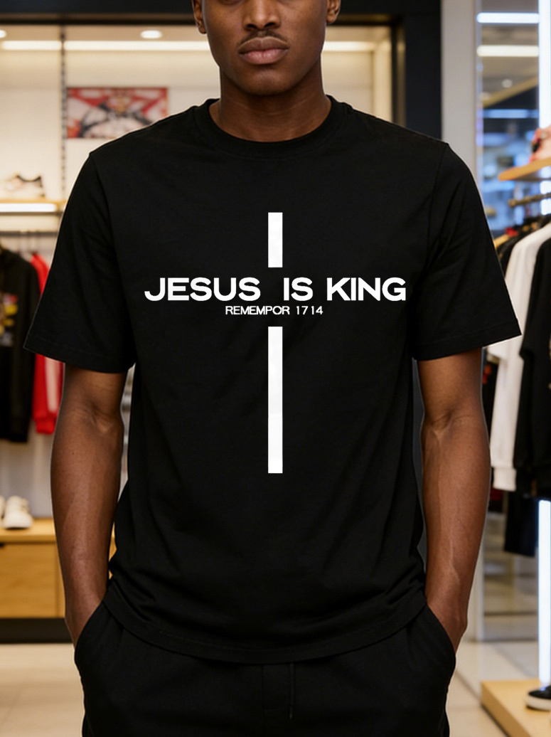 Unisex Washable T-shirt Is King Cross Print