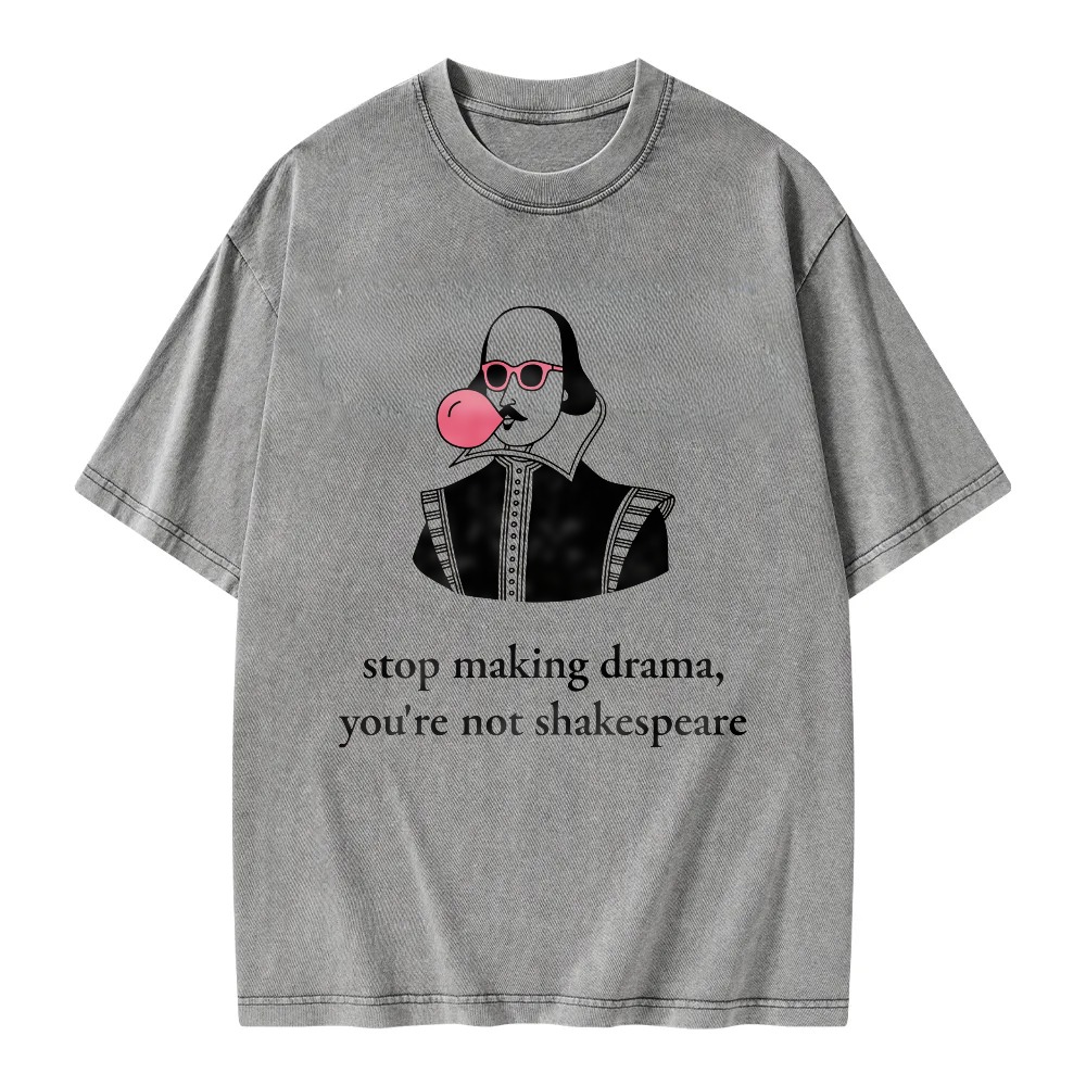 Unisex Washable T-shirt Shakespeare Blowing Bubblegum With Glasses