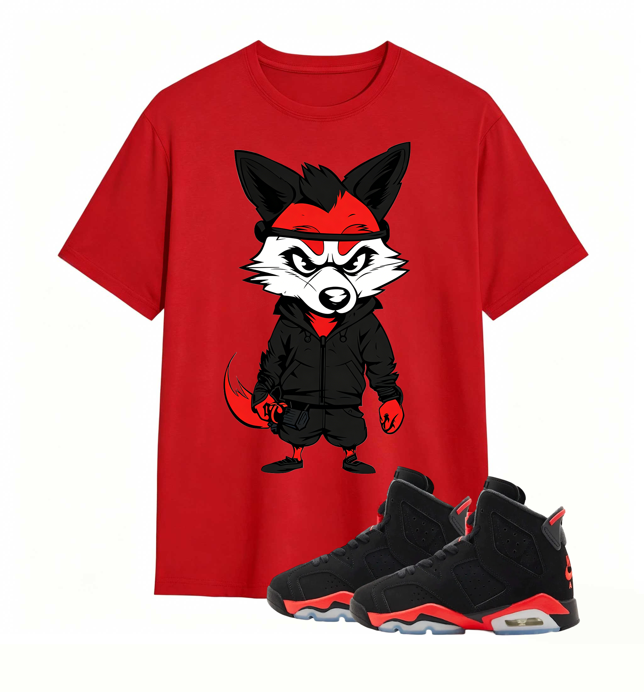 Red Black Fox Print Jordan 6 Flex