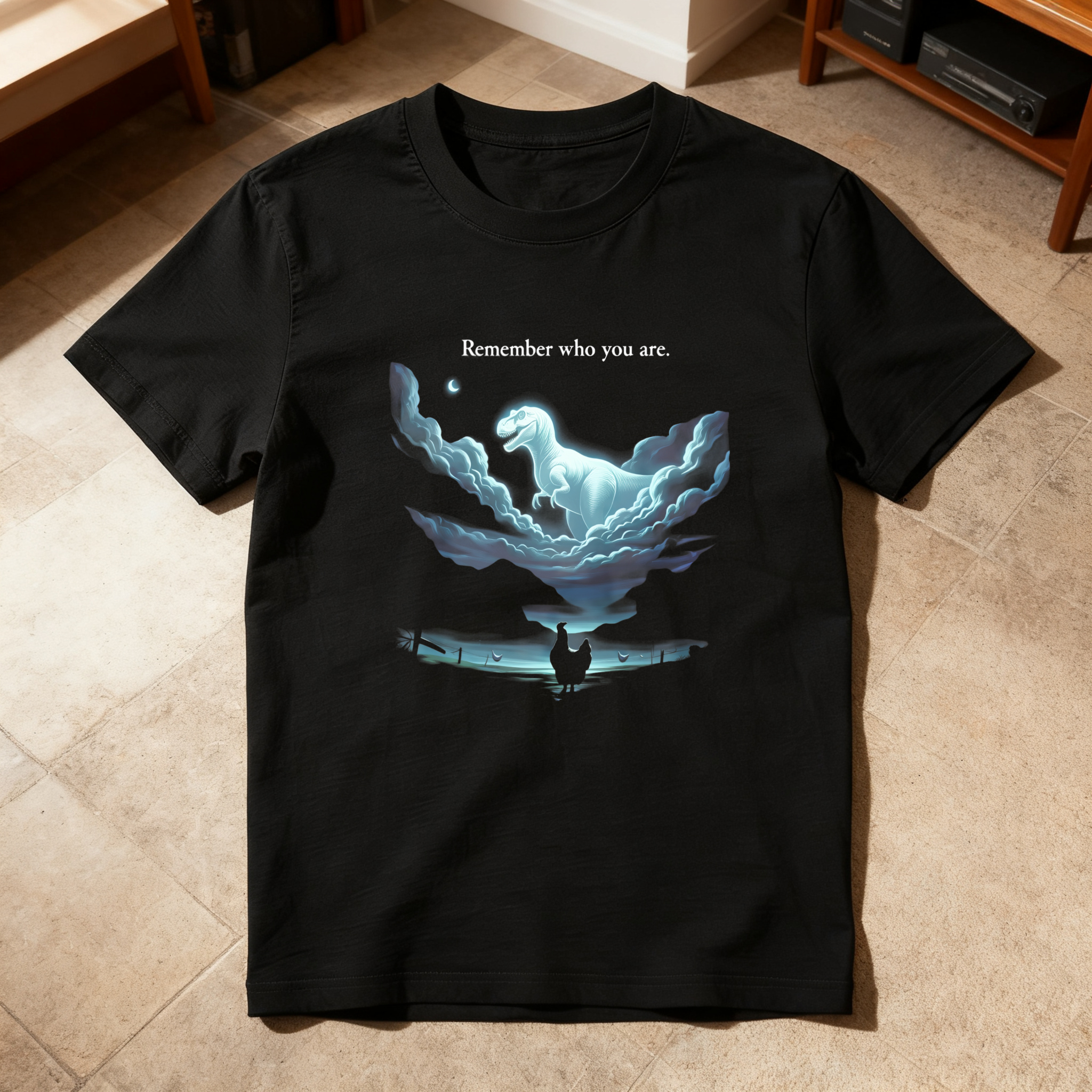 Dragon In Clouds Above Water Reflection tshirt 100% cotton